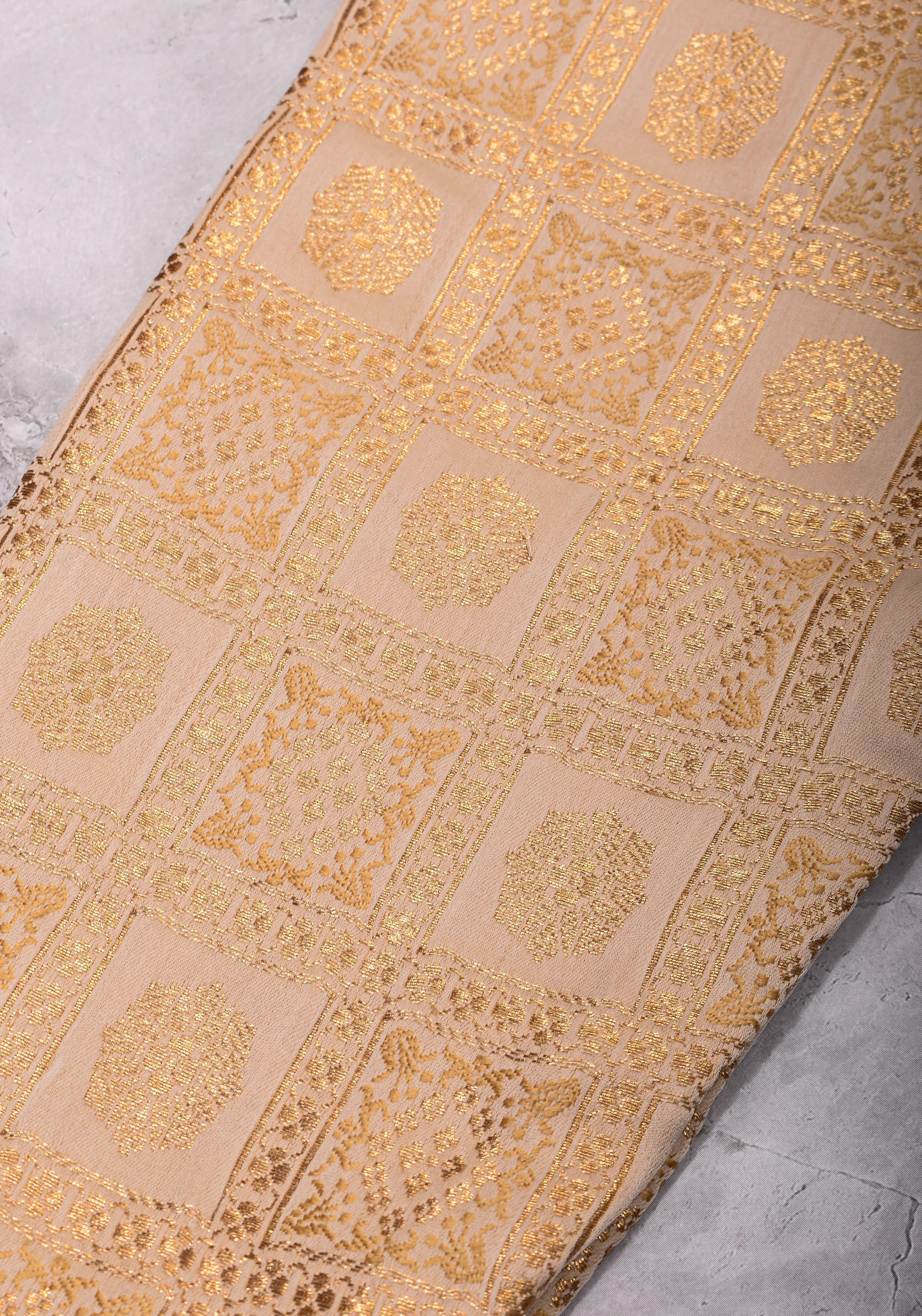 Ivory Patola Design Brocade Mix and Match Blouse with 3/4 sleeve for saree, Made to Order | Shobitam