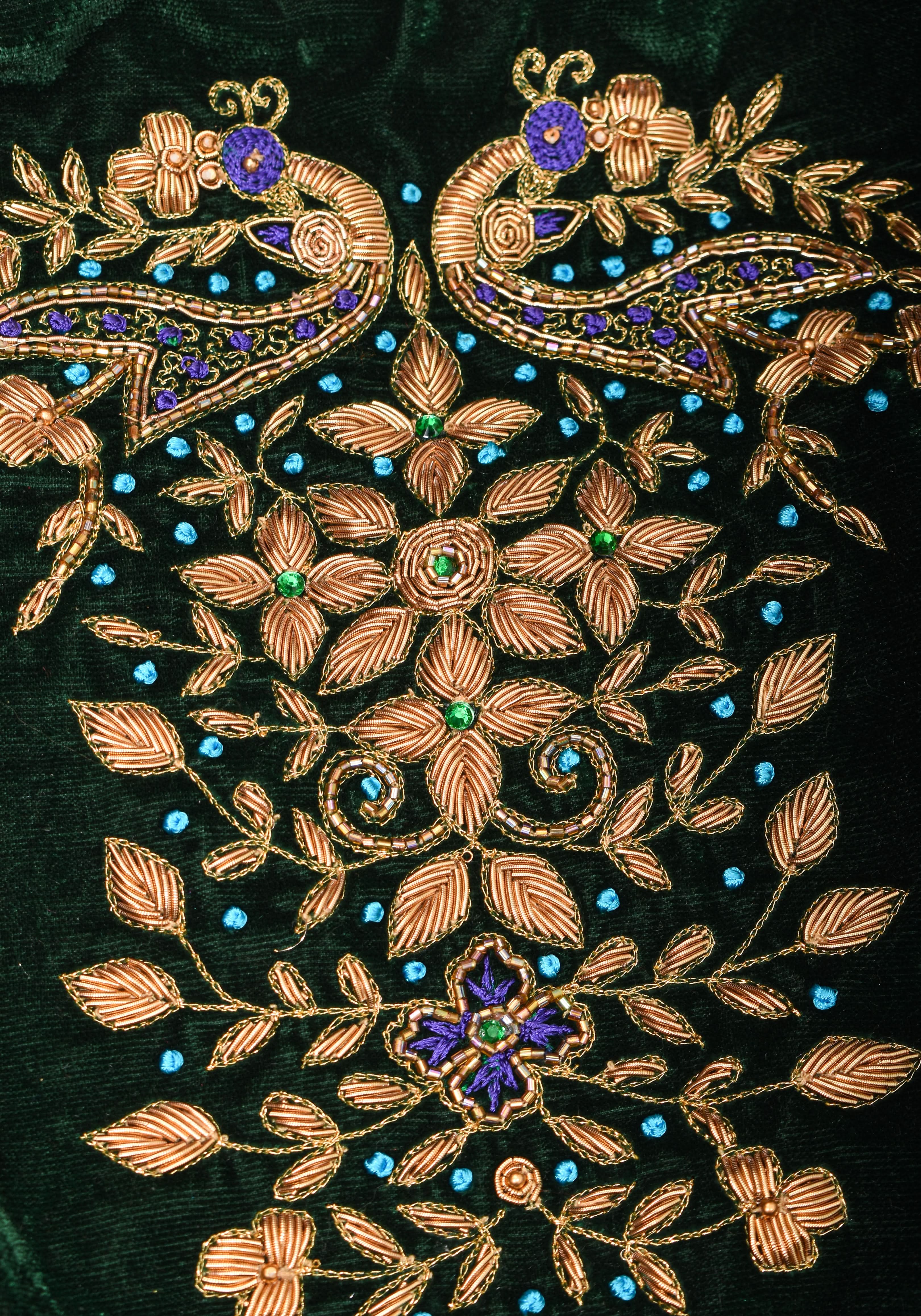 Green Velvet Blouse with Zardosi Work   Mix and Match Blouse for saree, Made to Order | Shobitam