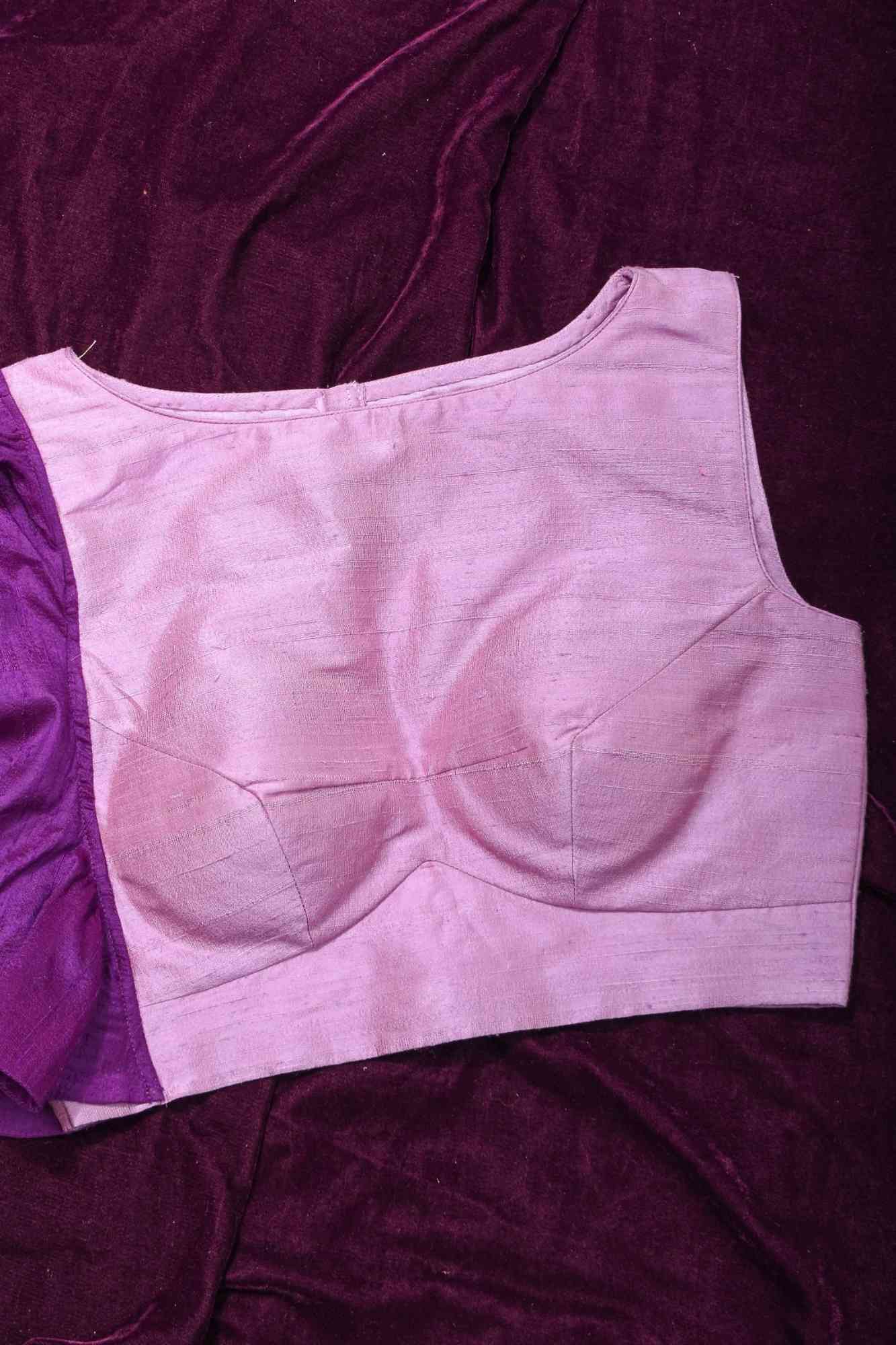 Two Color Pure Raw Sik One Side Ruffle Sleeve Blouse, Made to Order