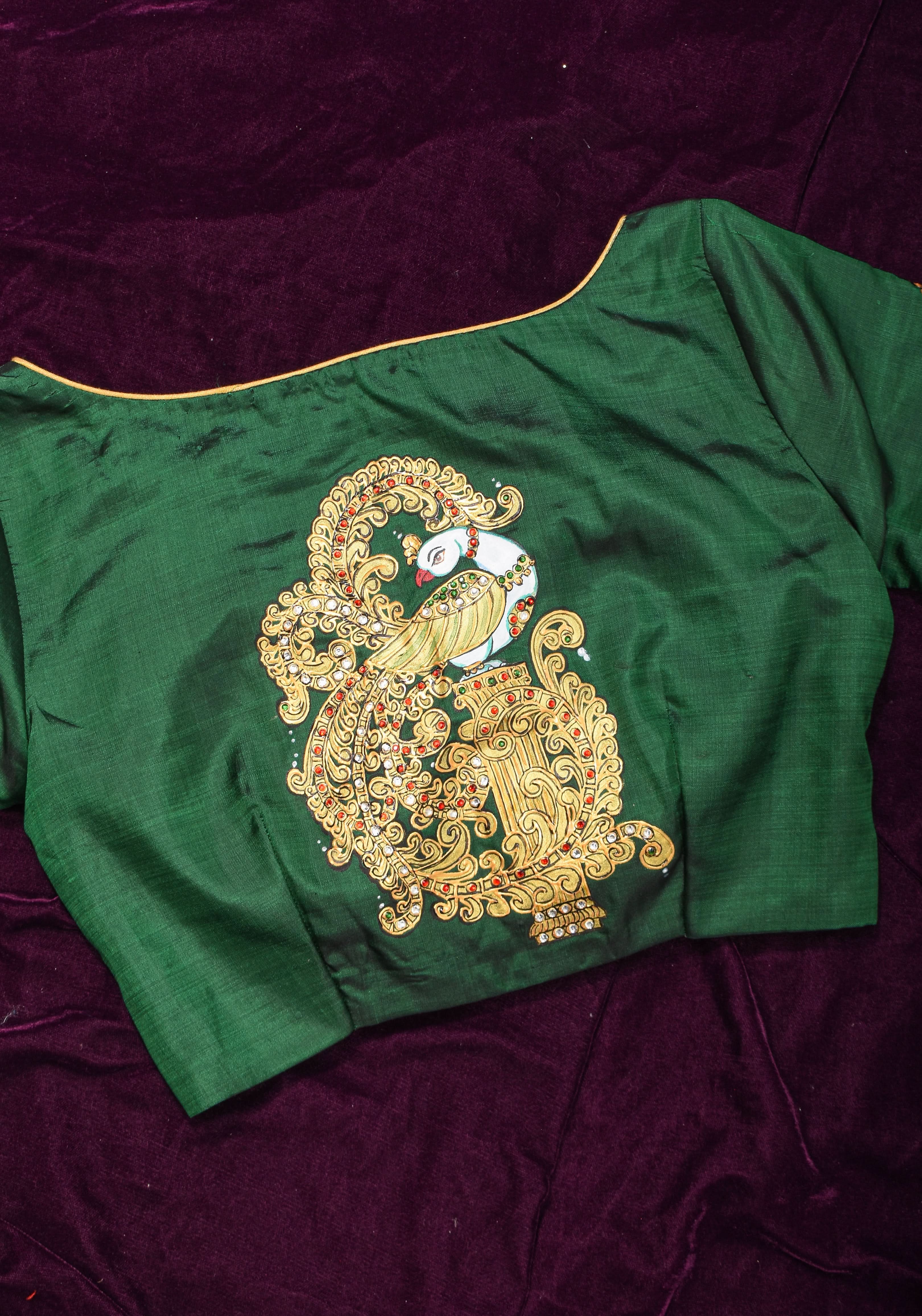 Tanjore Painting Annapakshi And Lion on Pure SIlk,  Made to Order | Shobitam