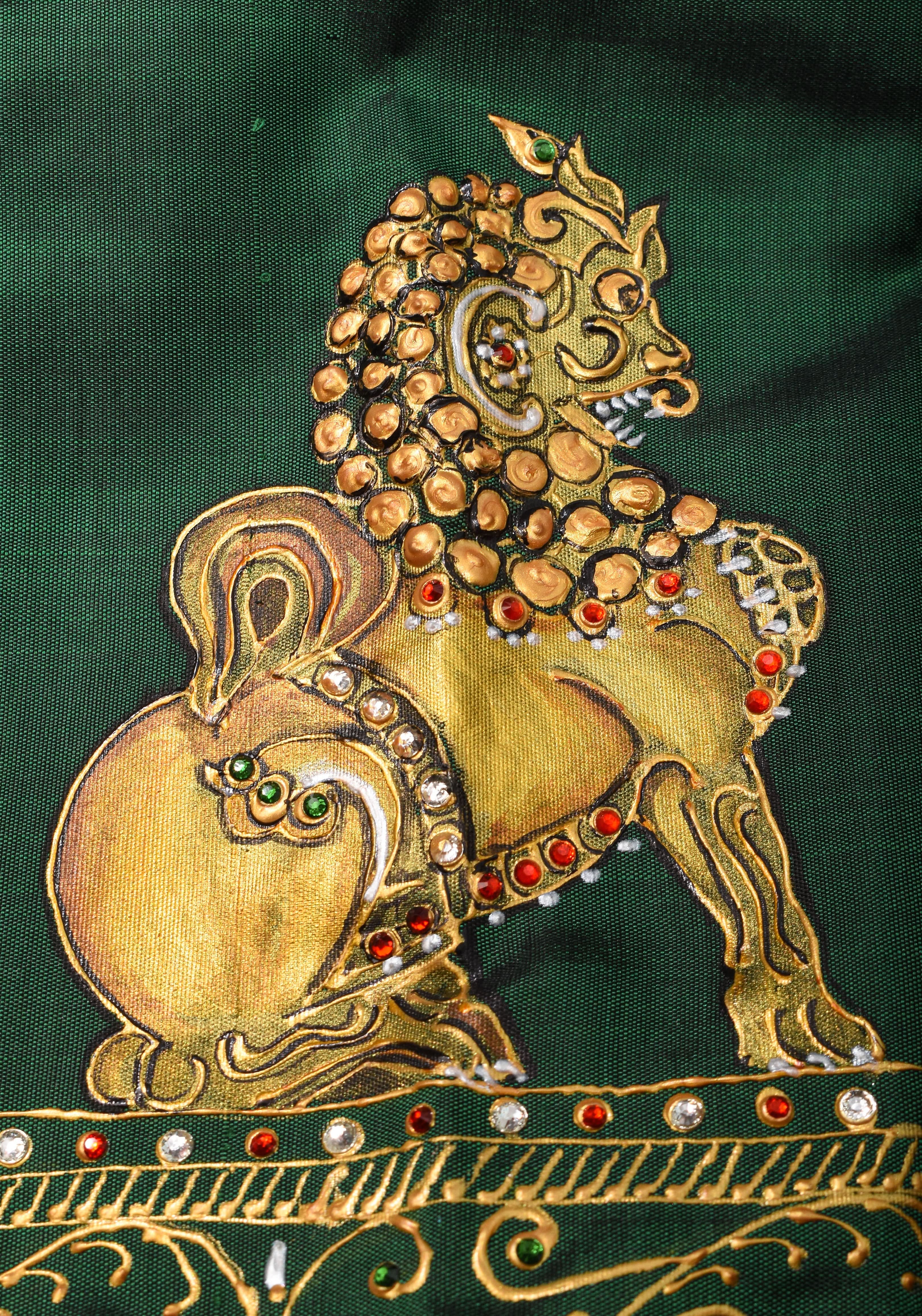 Tanjore Painting Annapakshi And Lion on Pure SIlk,  Made to Order | Shobitam