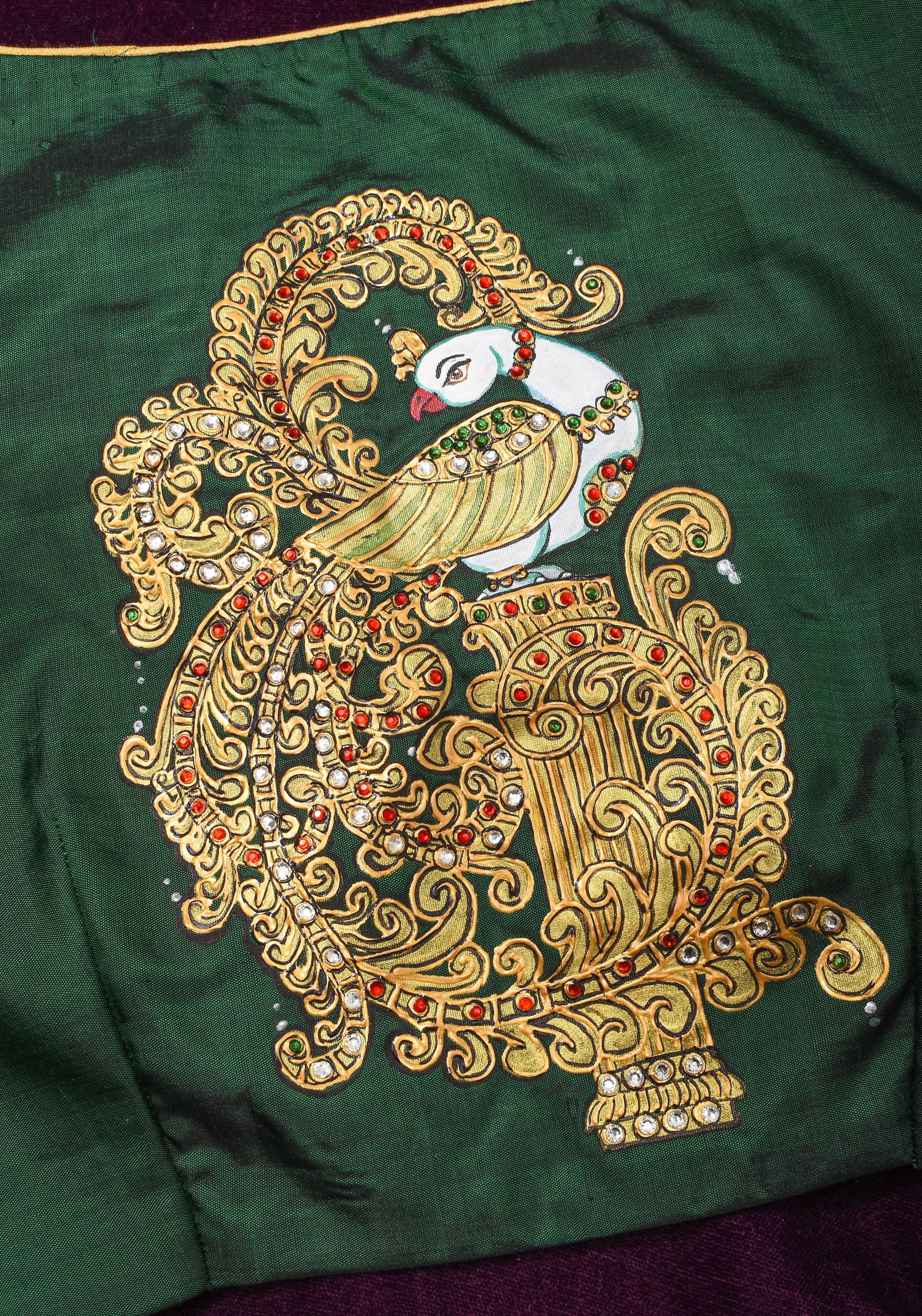 Tanjore Painting Annapakshi And Lion on Pure SIlk,  Made to Order | Shobitam