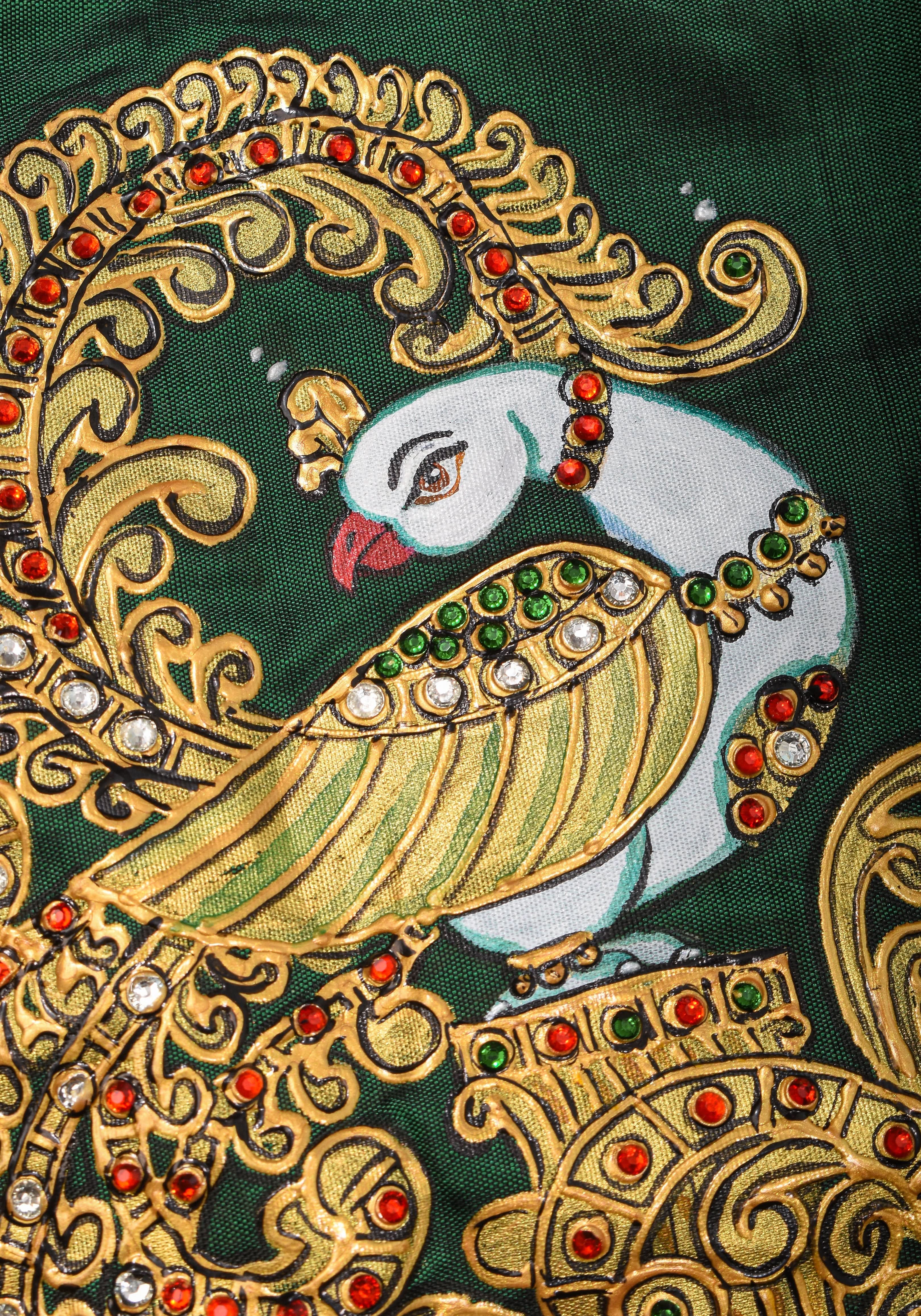 Tanjore Painting Annapakshi And Lion on Pure SIlk,  Made to Order | Shobitam