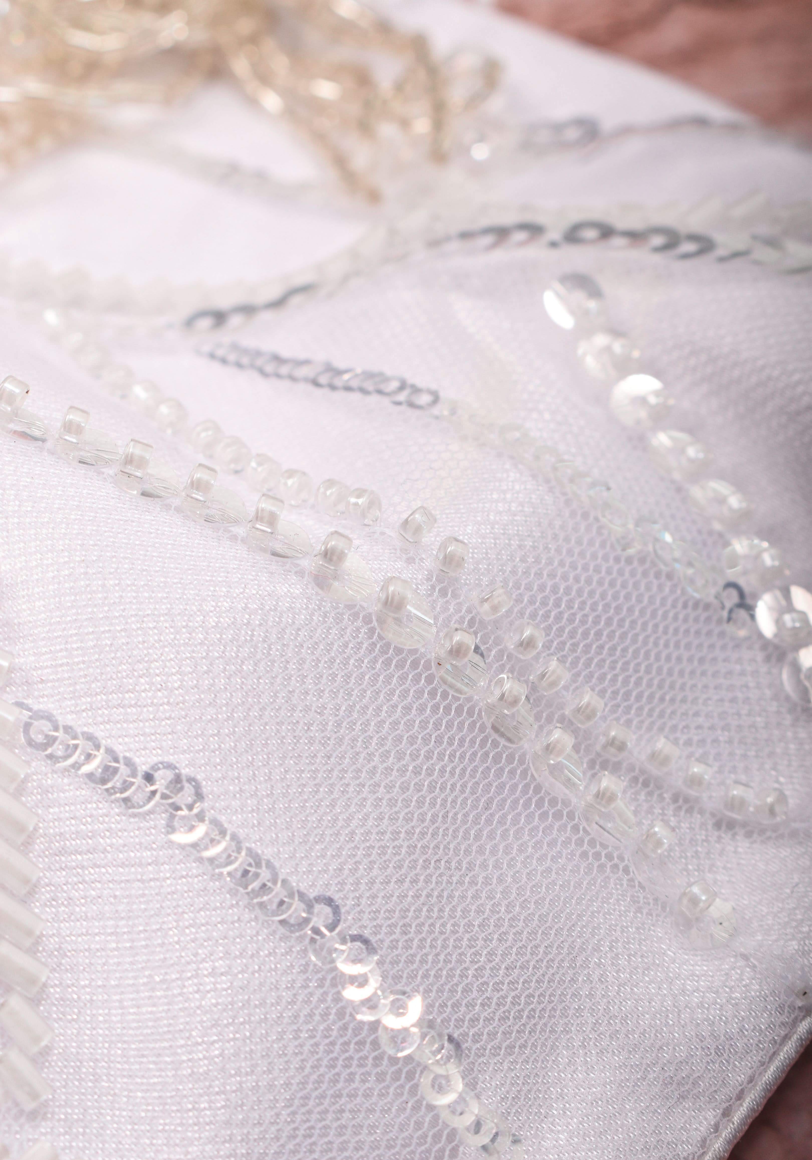 White sequin blouse with pleated net detailing, Mix and match blouse for saree, Made to Order | Shobitam