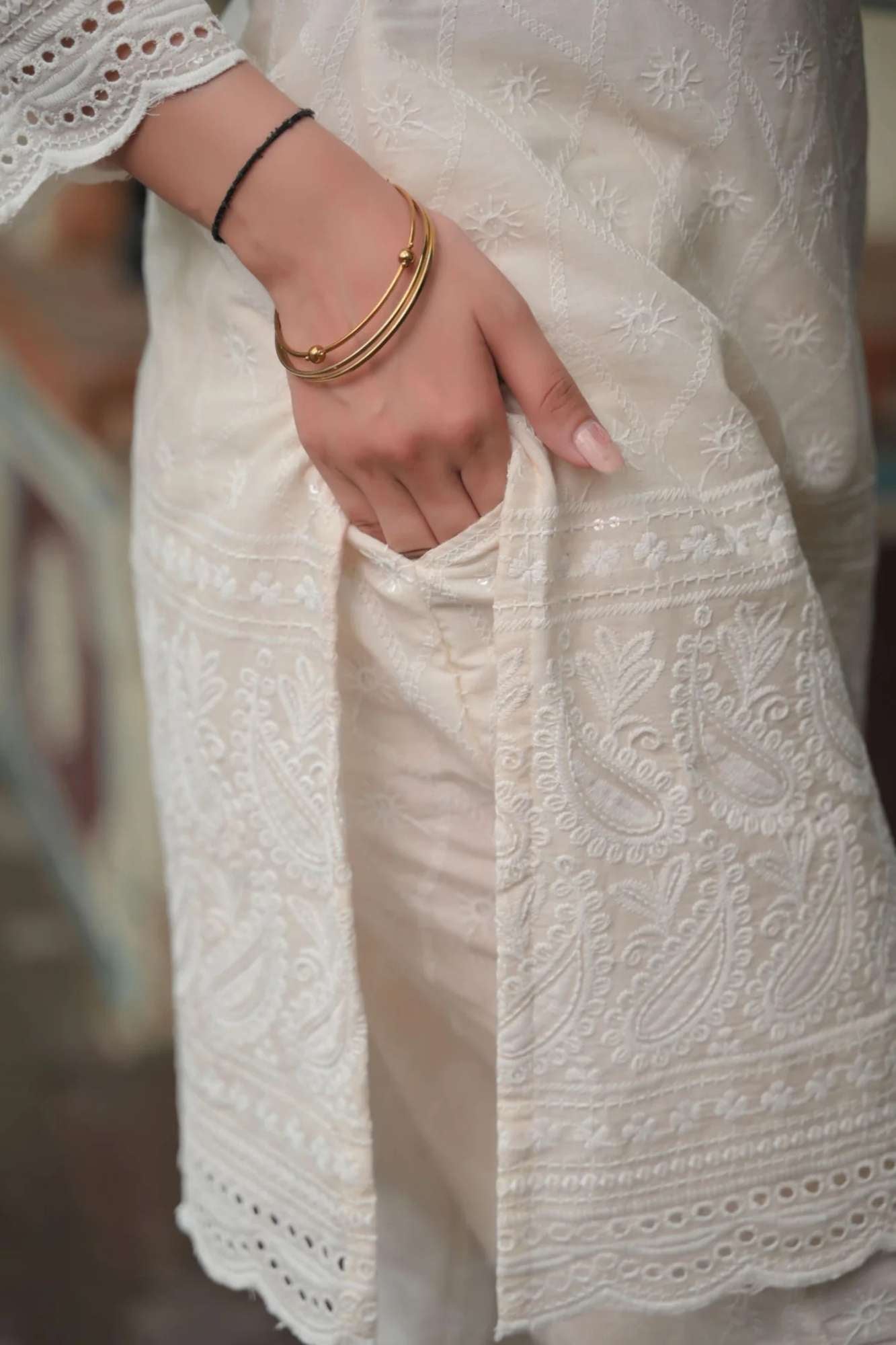 White Lily Eyelet Cotton Co-ord Set  | Made To Order