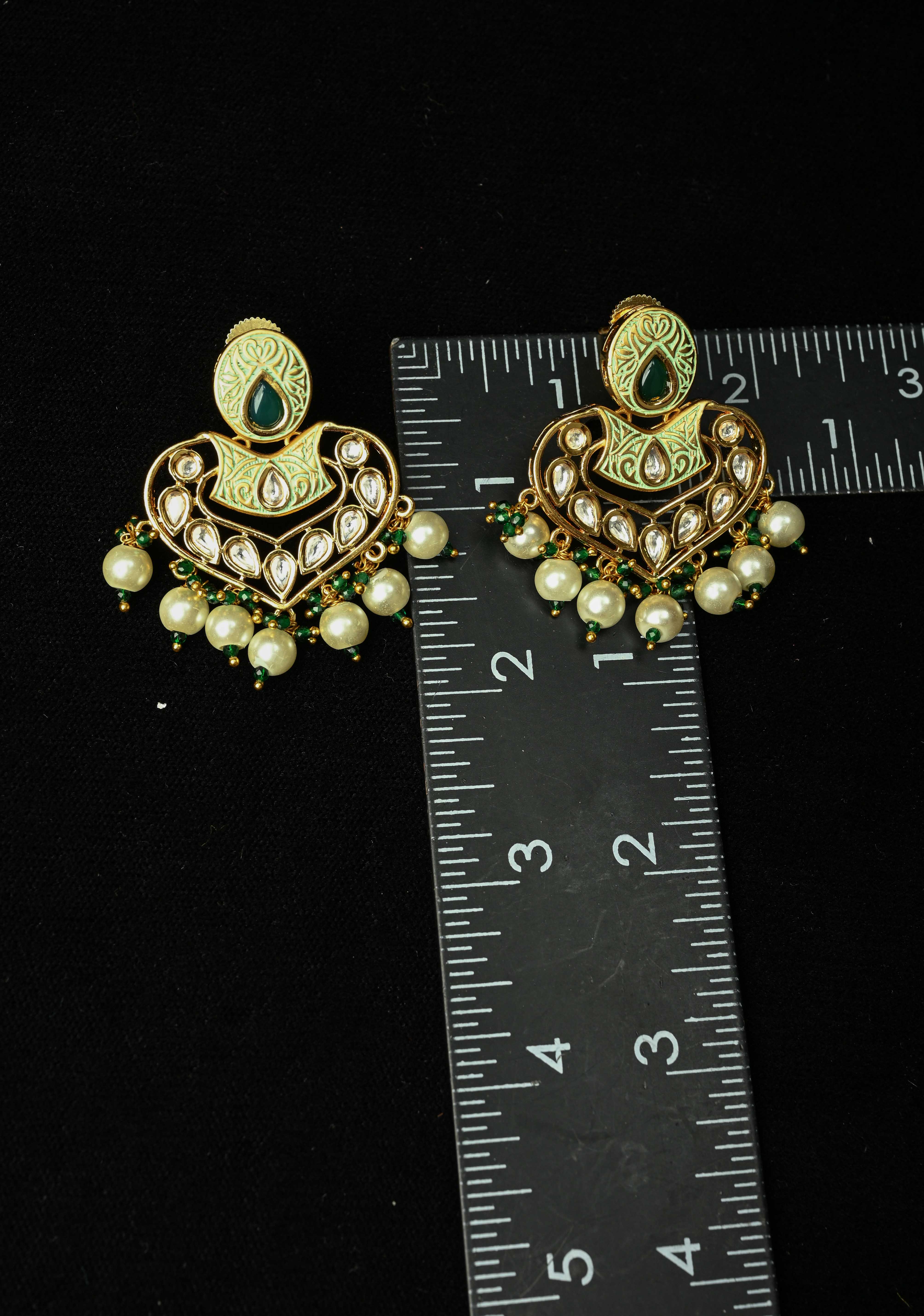 Resham Green Dangle Pearl Earring | Shobitam