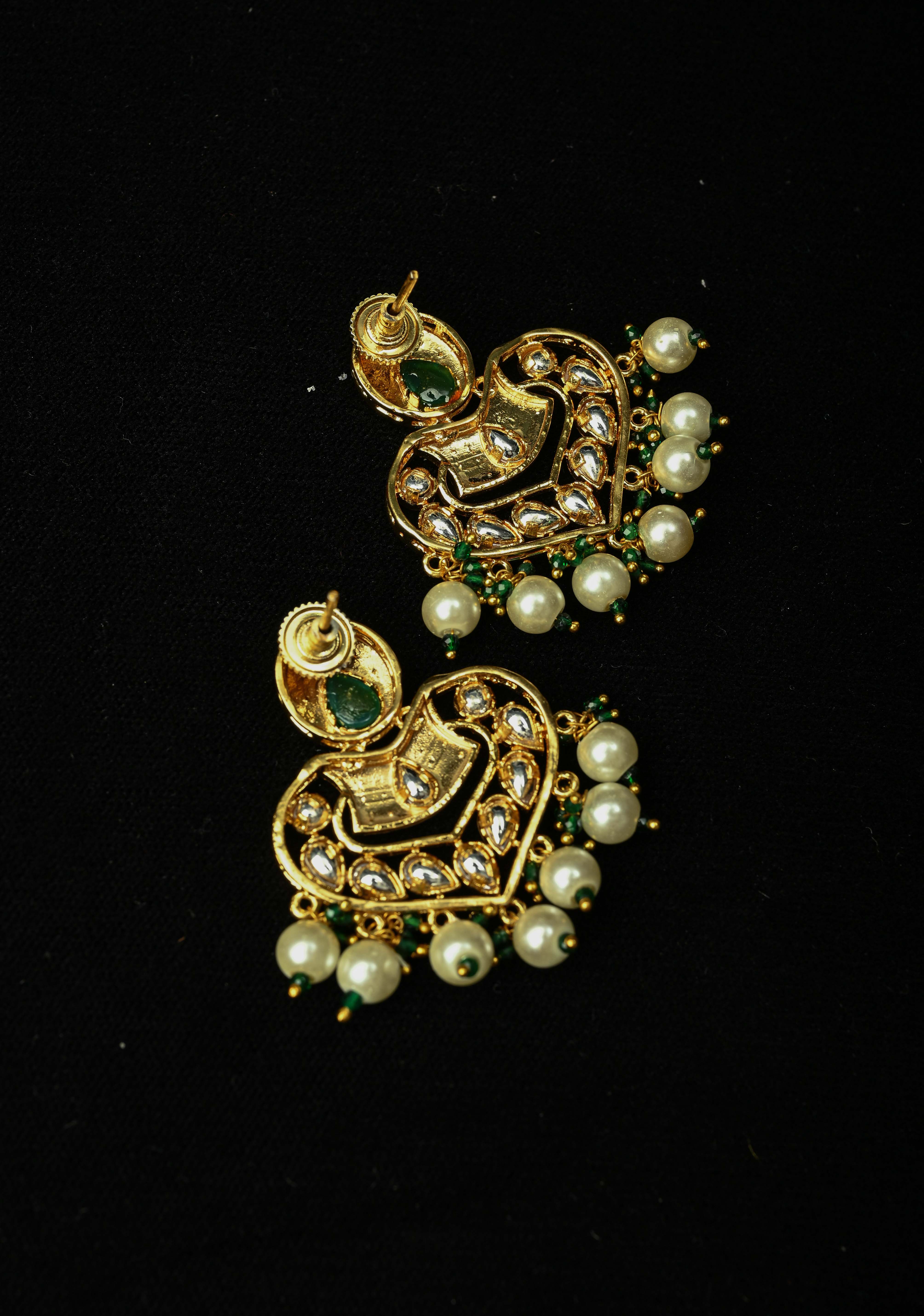 Resham Green Dangle Pearl Earring | Shobitam