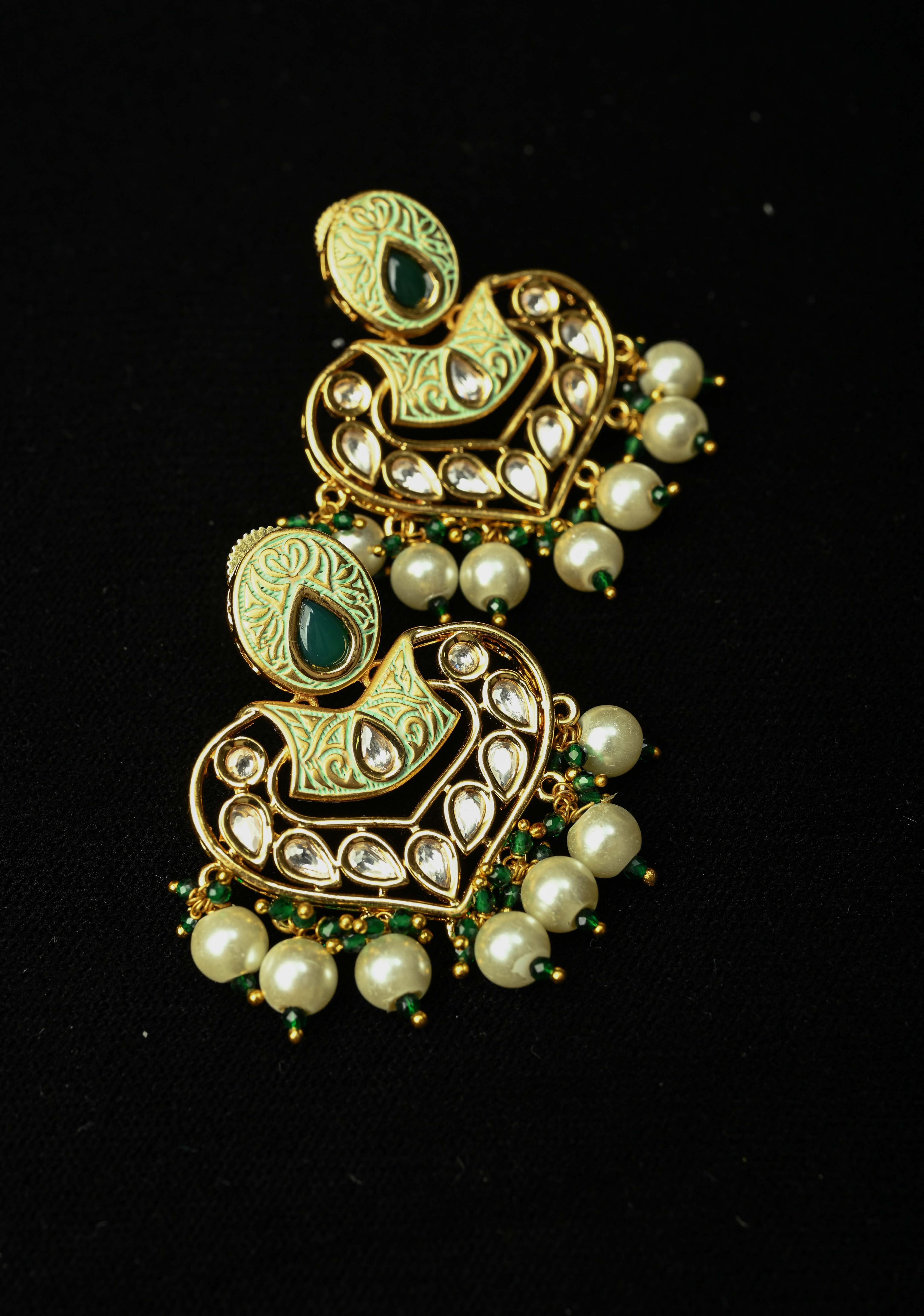 Resham Green Dangle Pearl Earring | Shobitam