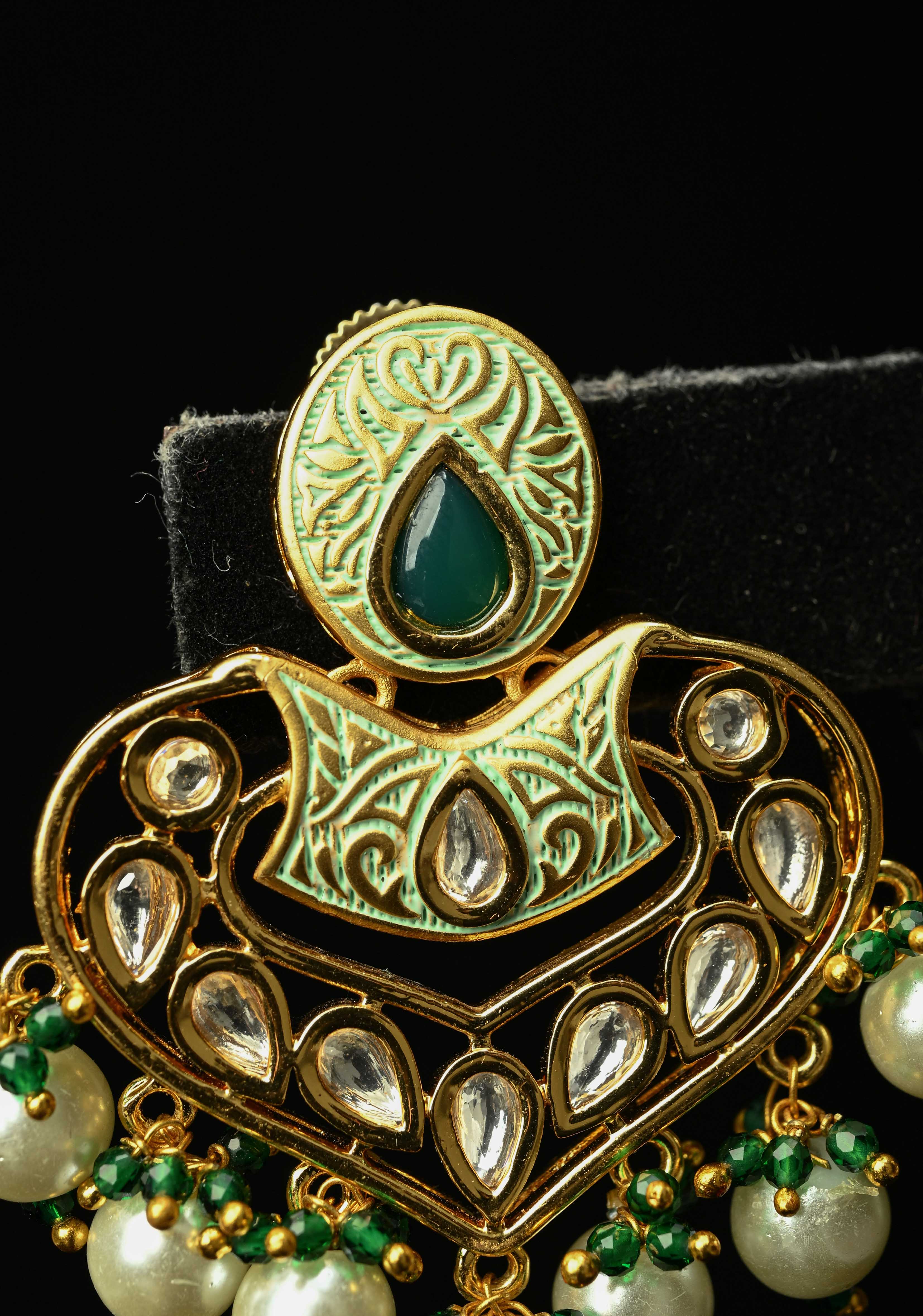 Resham Green Dangle Pearl Earring | Shobitam