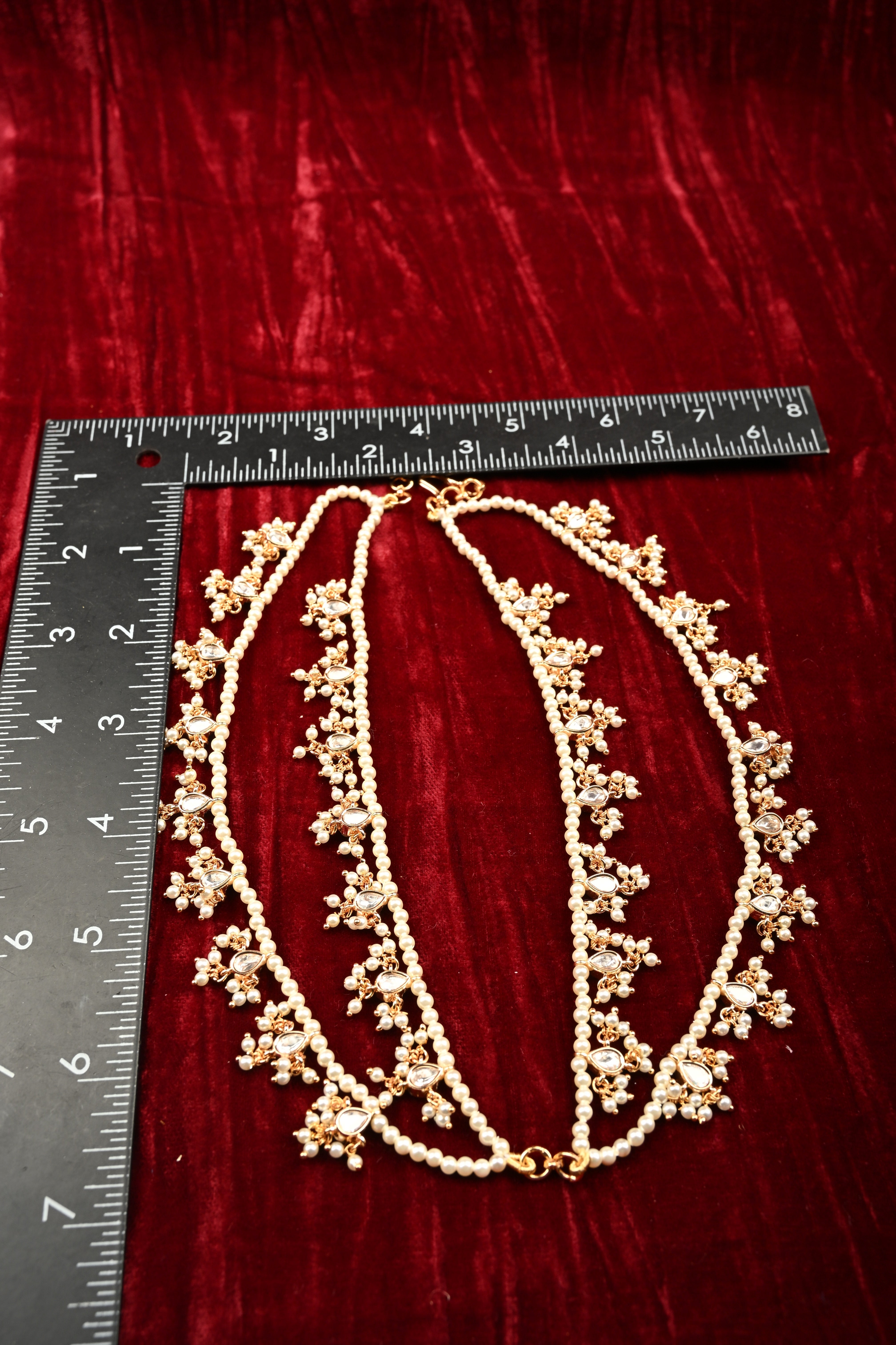 Intricate 2 Layer Pearl and Polki Ear Chain | Shobitam