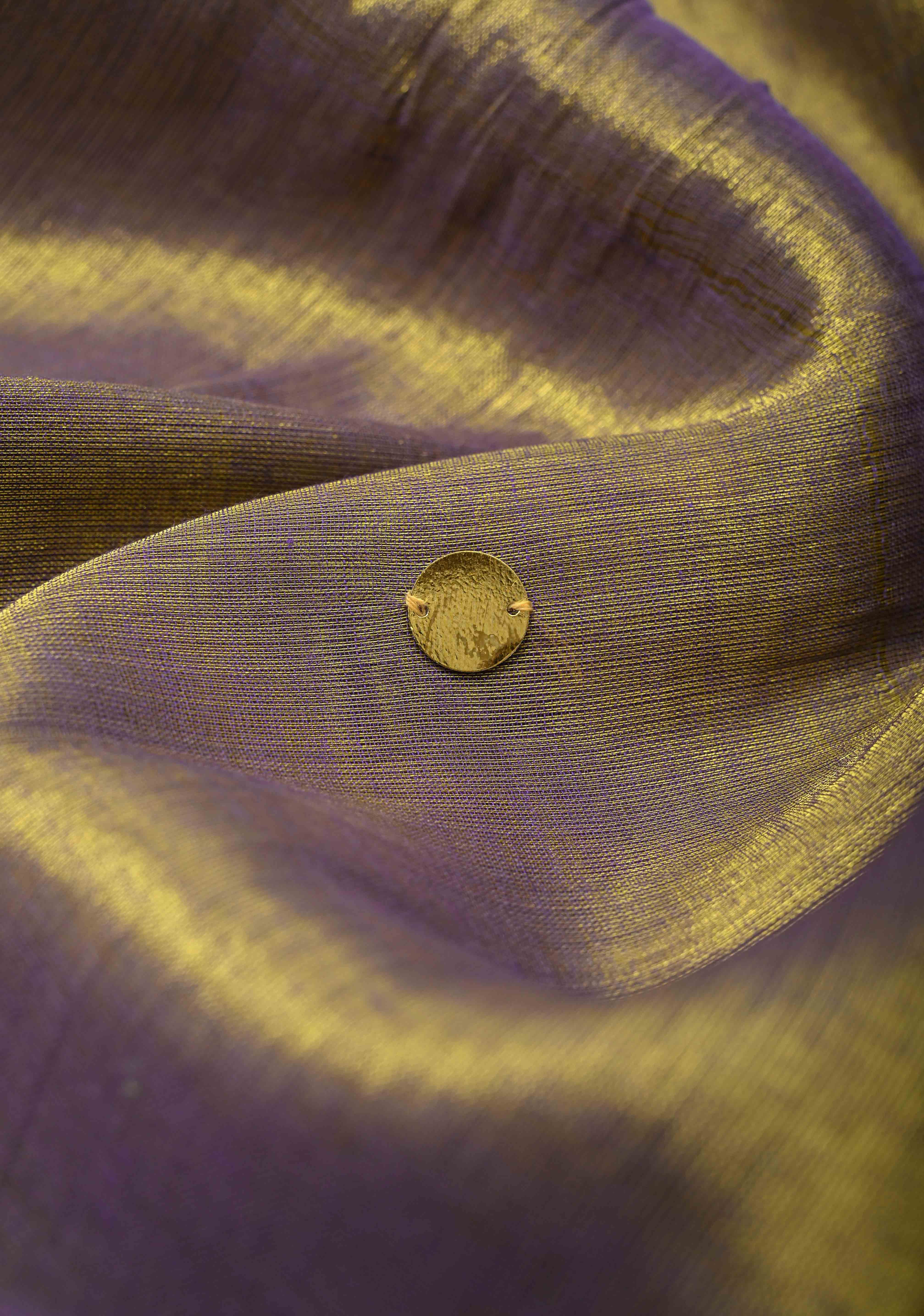 Lime green and Lilac dual tone Tissue By Tissue saree With Tikki work and Long Tassels | Shobitam
