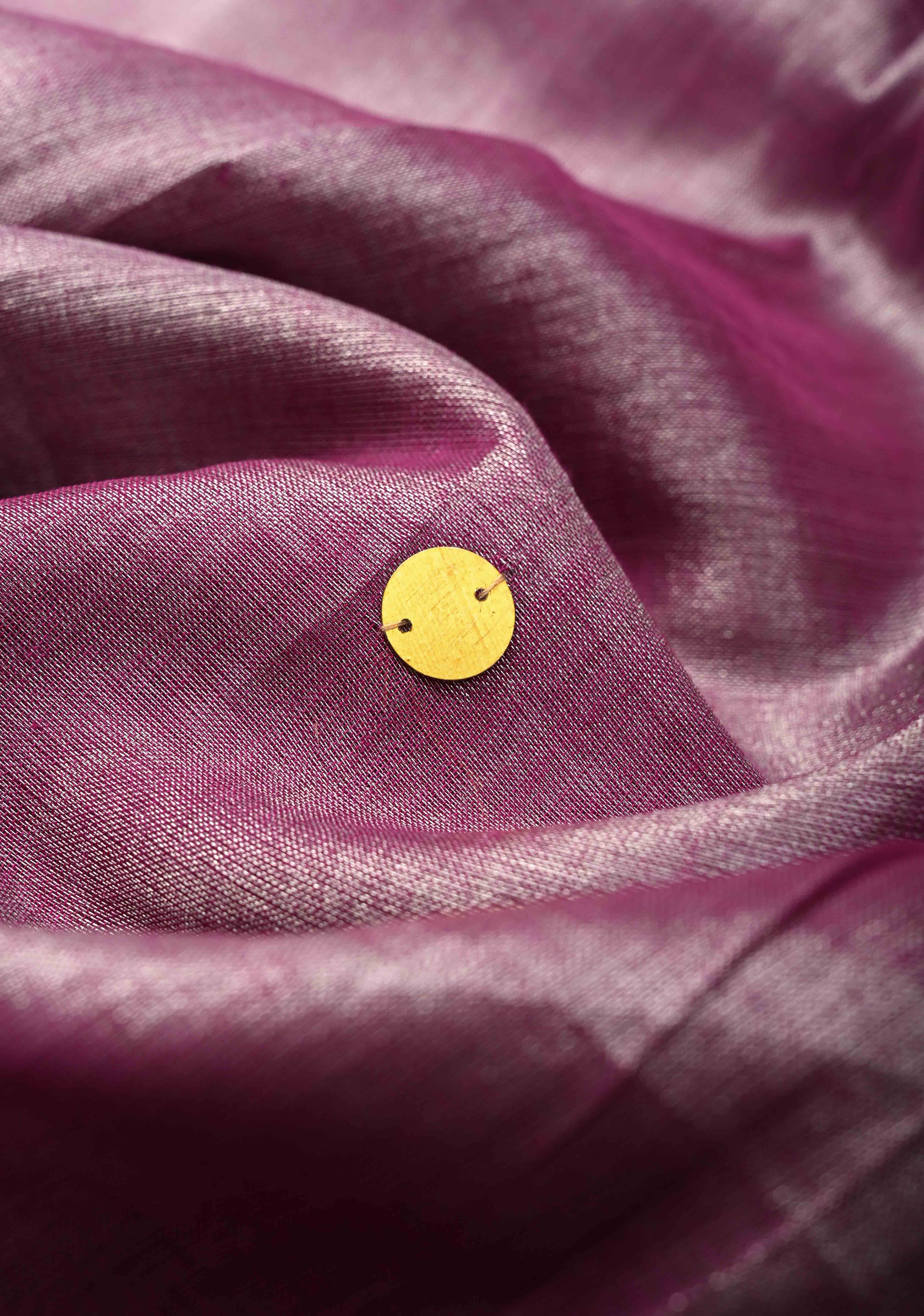 Amethyst Tissue by Tissue Saree with Tikki Work and Long Tassels | SHOBITAM