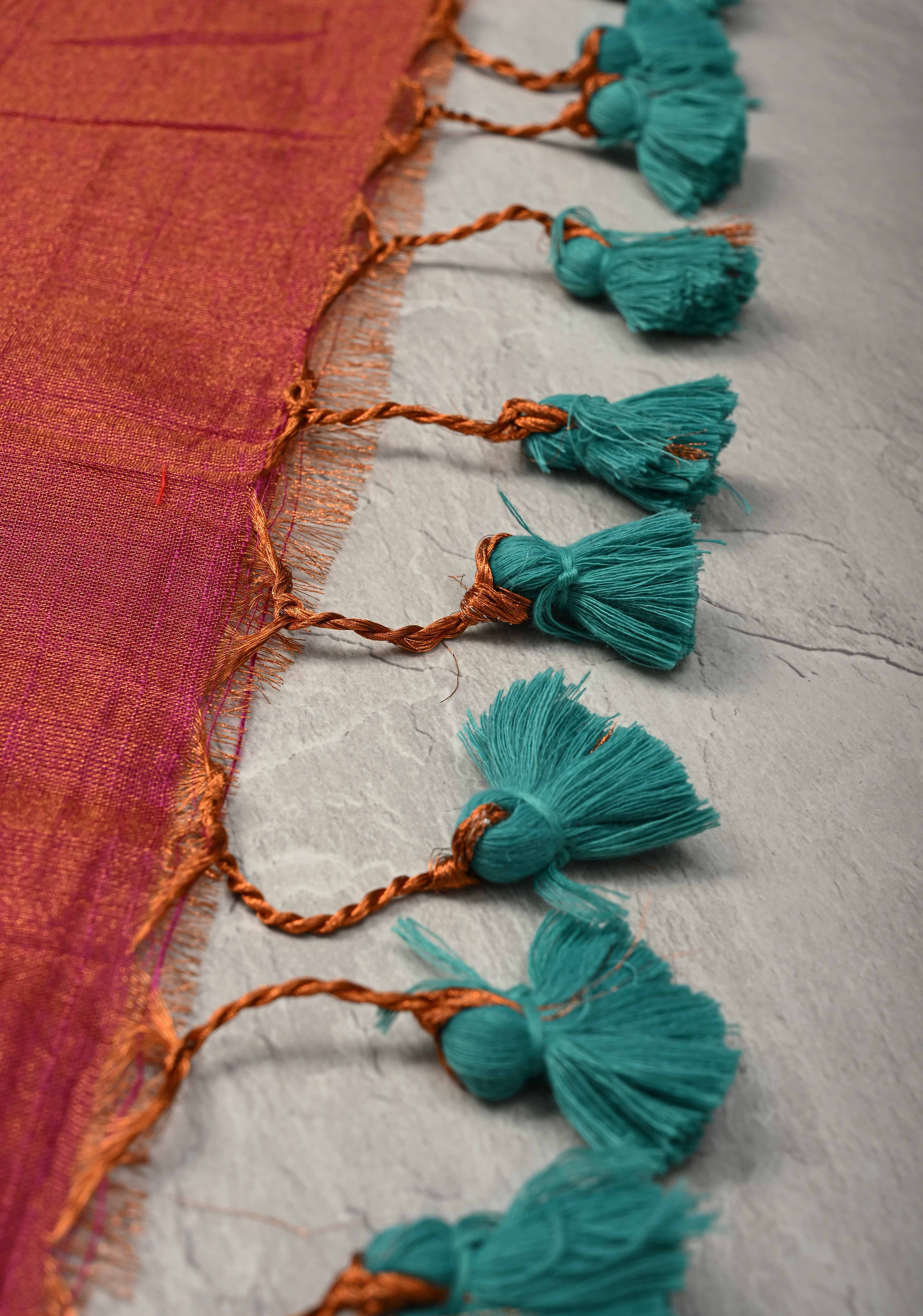Pink Tissue by Tissue Saree with Minimal Borders | Shobitam