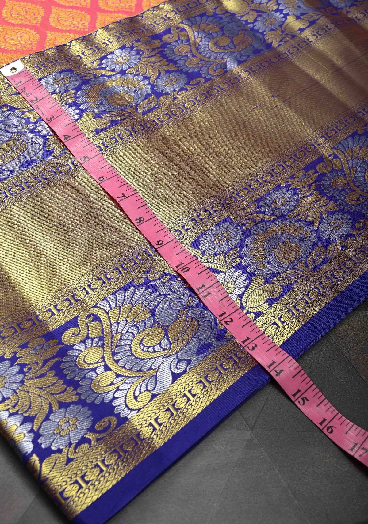 Pink Semi Silk Saree in Kanchi Style with Brocade and Wide Contrast Zari Border | SHOBITAM