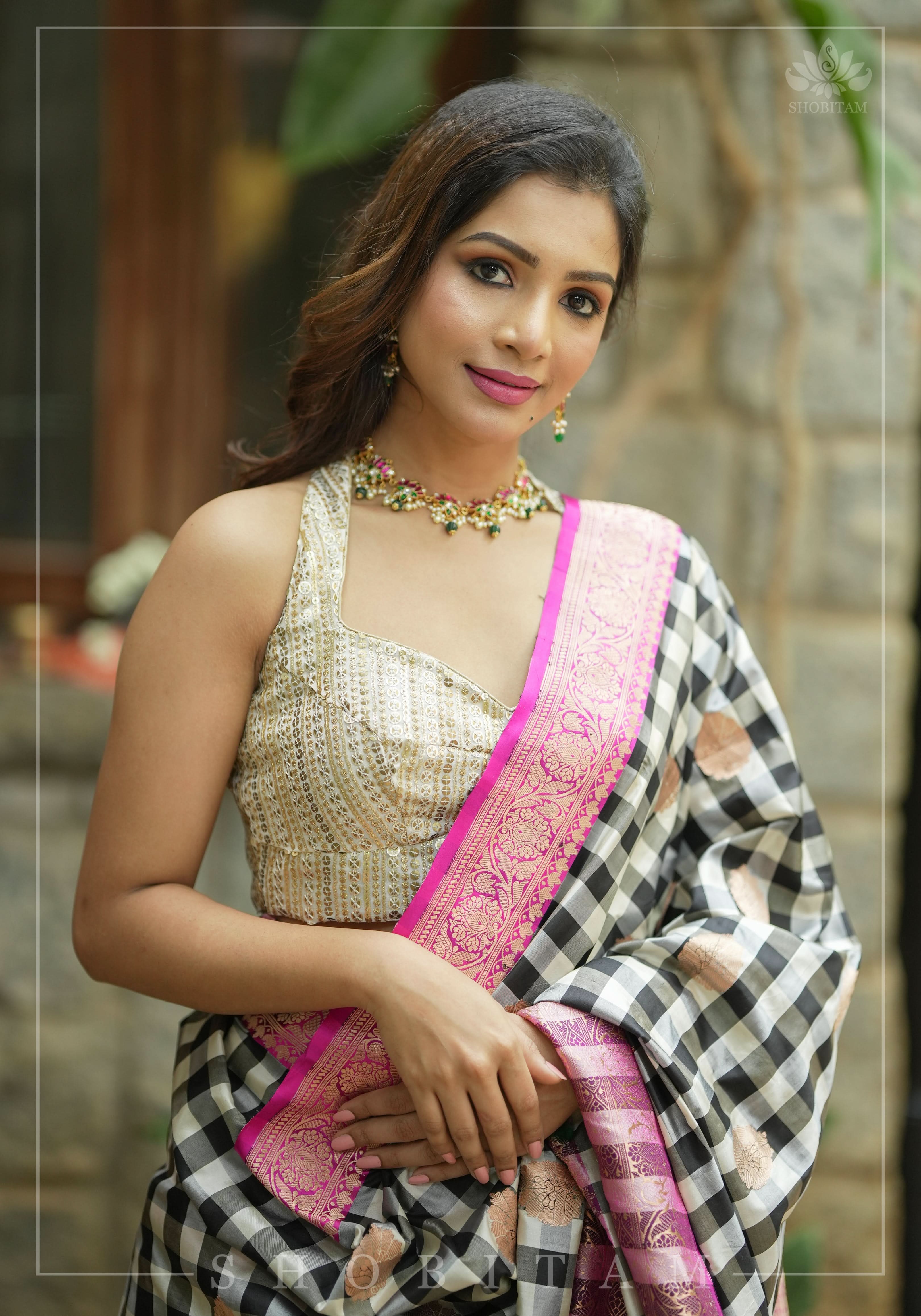 3 Tone sequins, halter neck blouse, mix and match blouse for saree. Made to Order | Shobitam