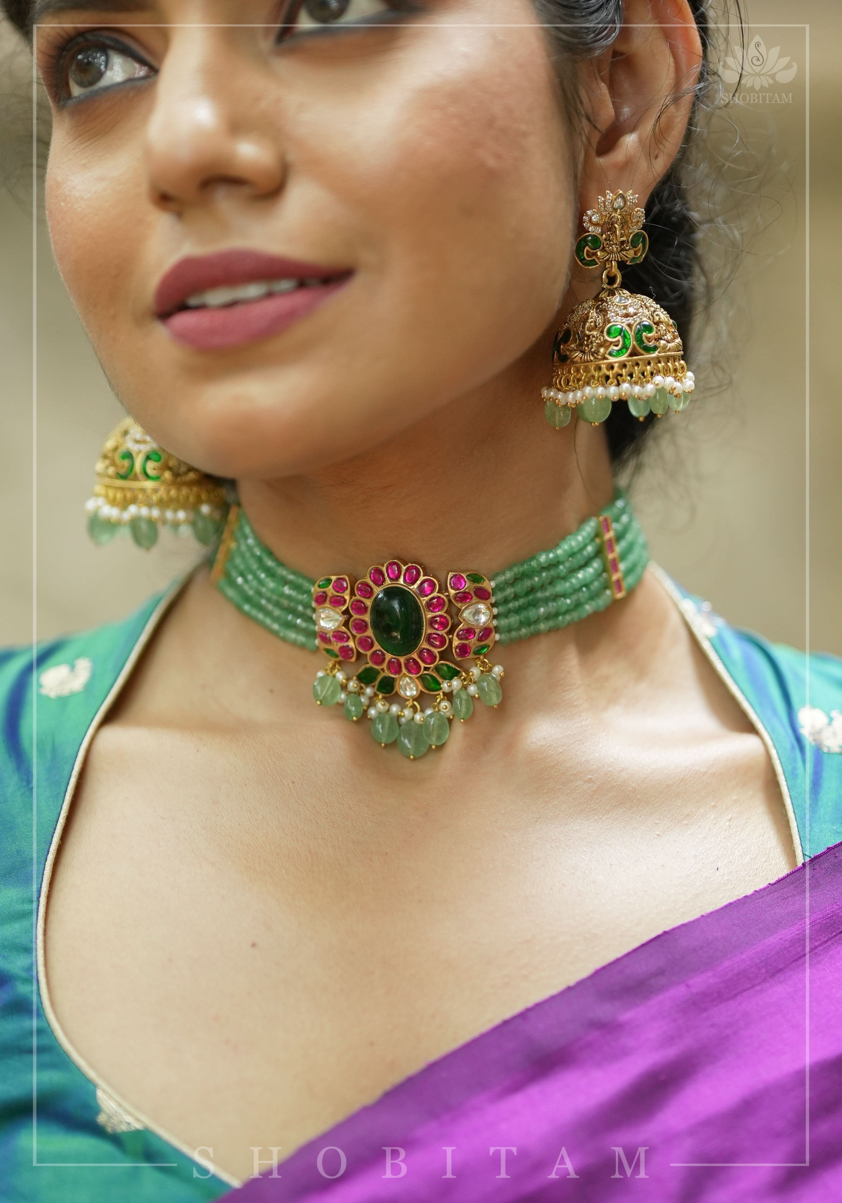 Pure Kanjivaram Silk Peacock Butti and checks Matka Neck Mix and Match Blouse for saree, Made to Order | Shobitam