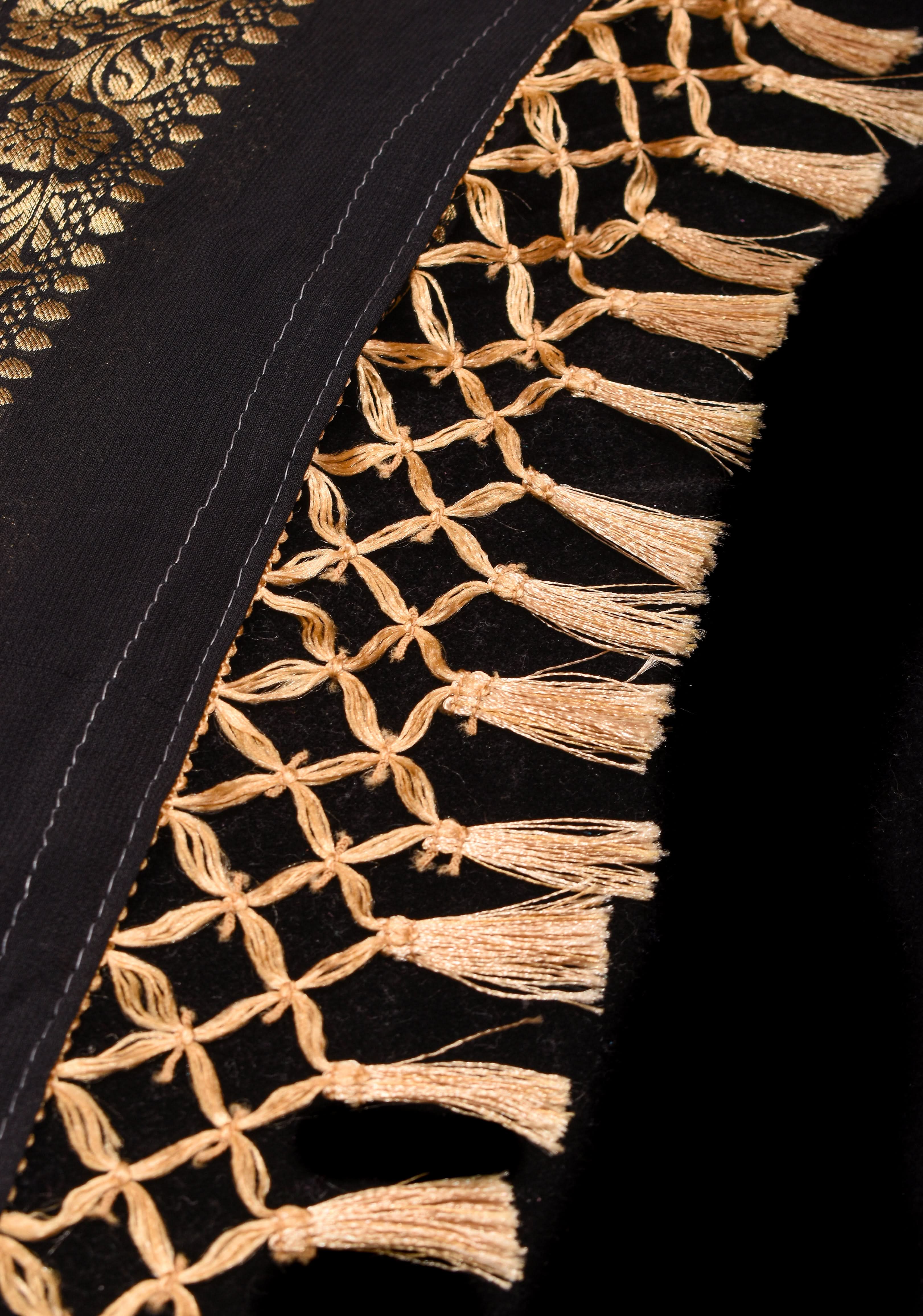 Black Viscose Saree with Meenakari Floral Jaal and Floral Zari Border | SHOBITAM