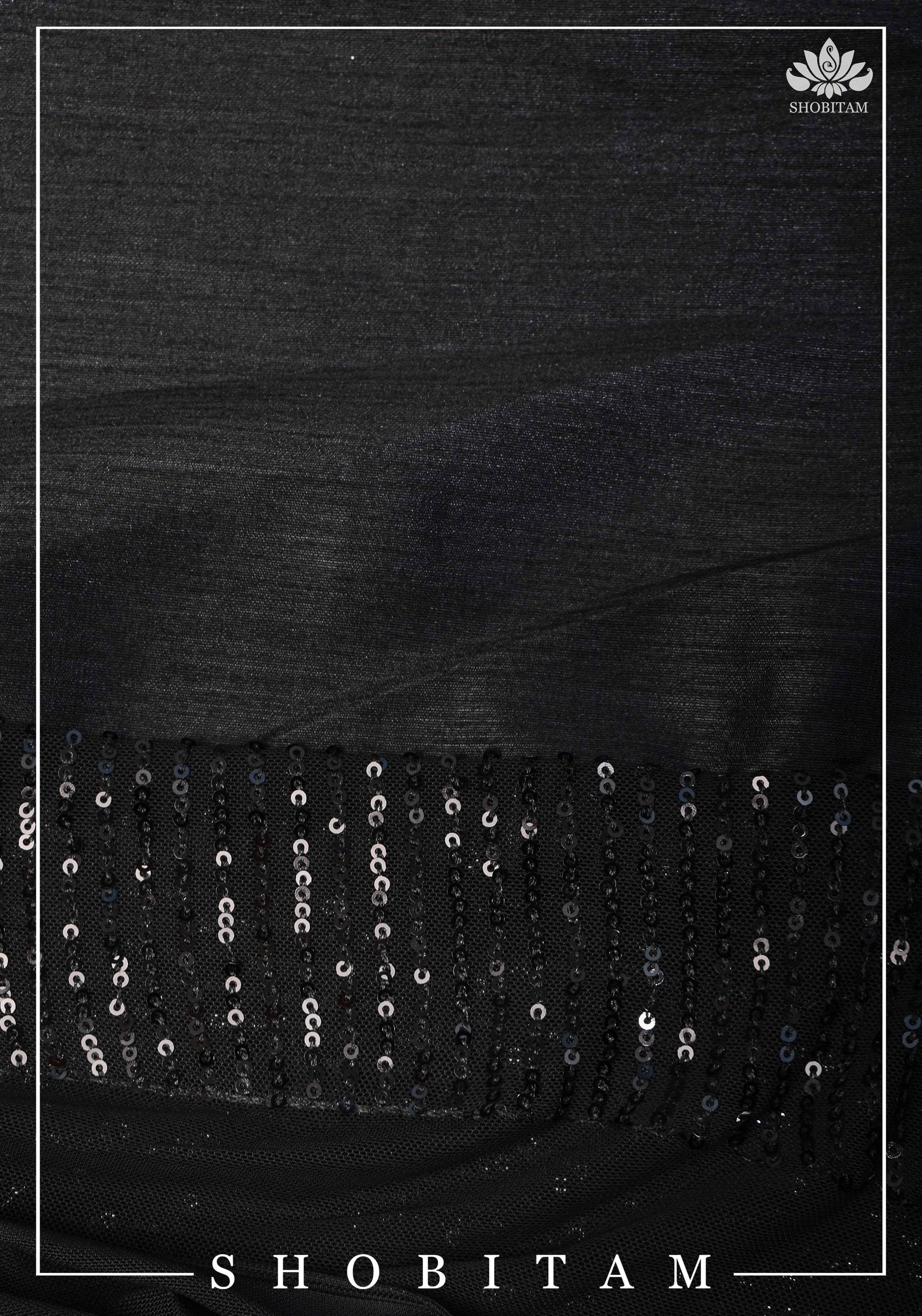 Pretty Net Sequin Saree in Black. Top Seller Saree! | Shobitam