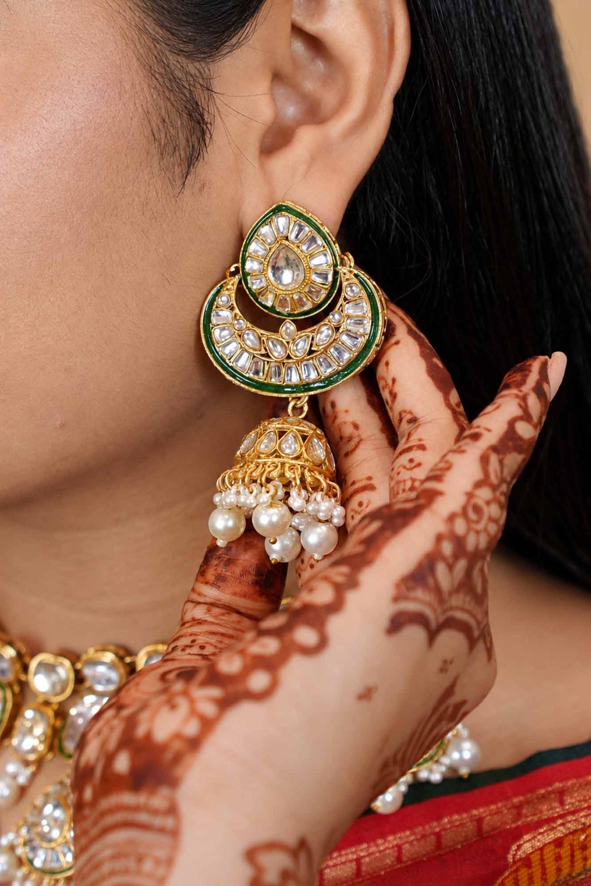 Kundan Pearl Drop Necklace Set