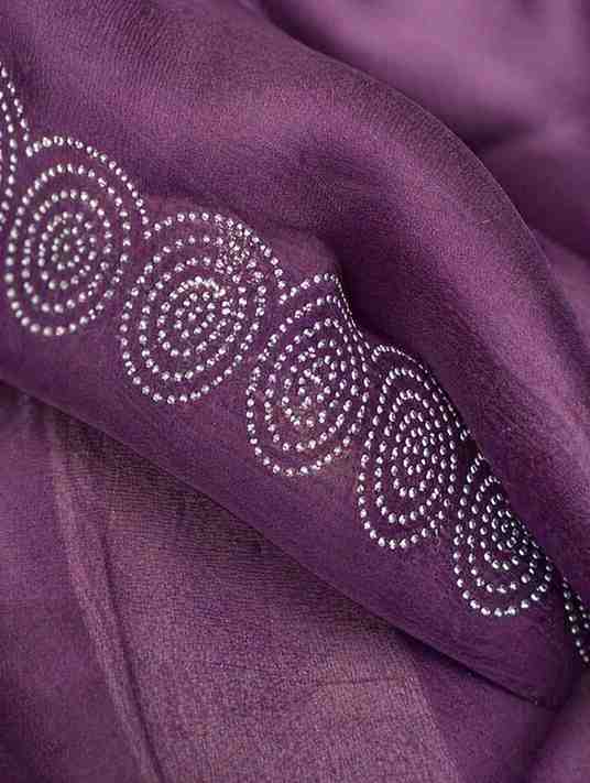 Elegant Deep Purple Silk  with Subtle Embroidered Border Ready To Wear Saree