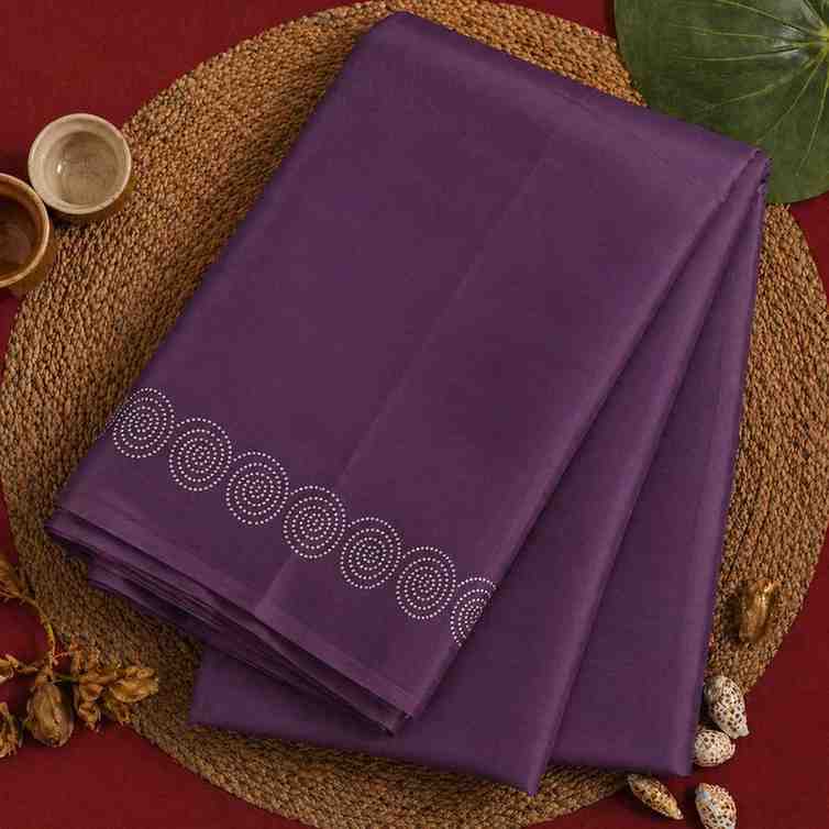 Elegant Deep Purple Silk  with Subtle Embroidered Border Ready To Wear Saree