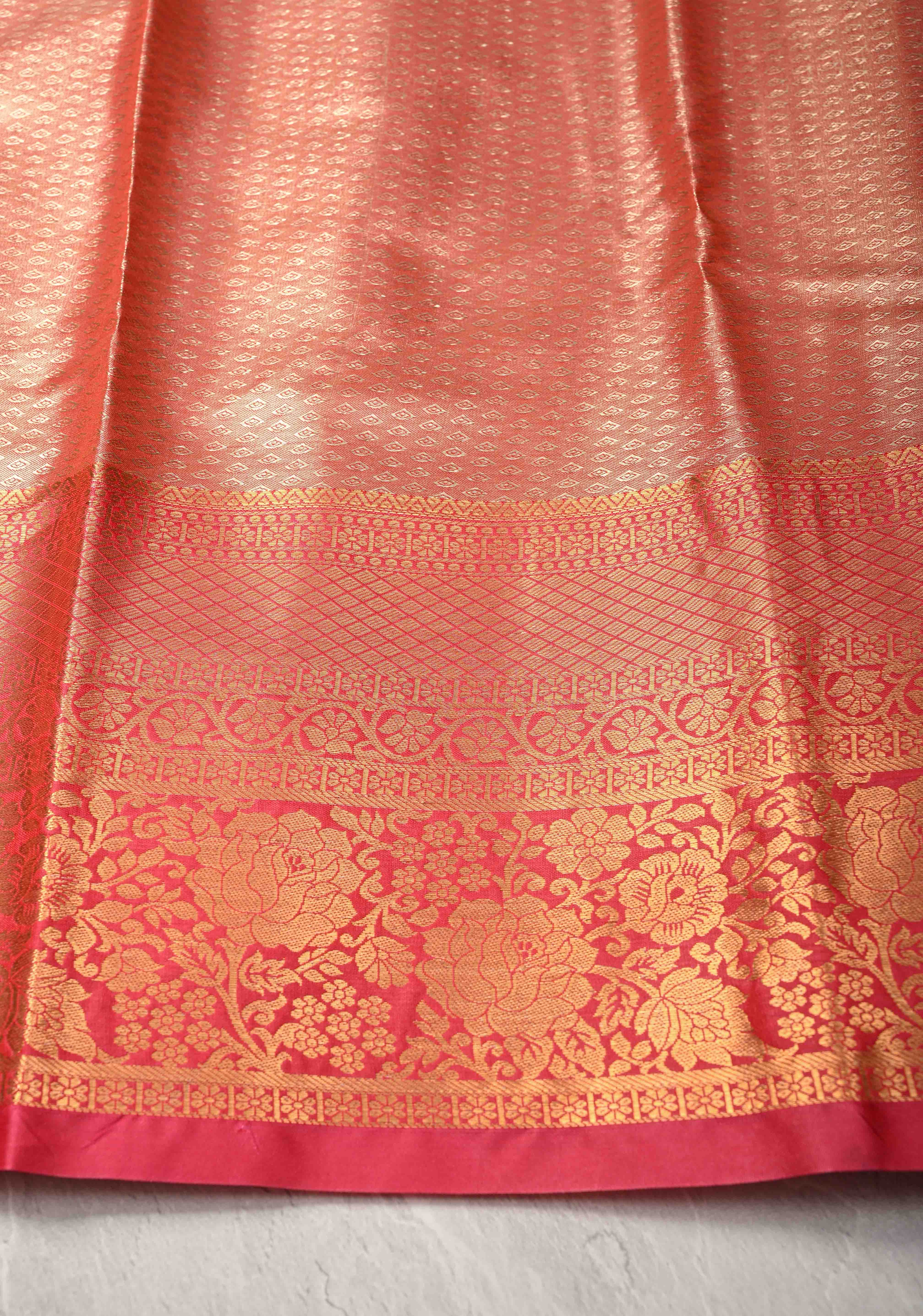 Yellow Kanjivaram Tissue Semi Silk Saree with Meenakari Paisley Brocade Jaal and Contrast Zari Border | Shobitam