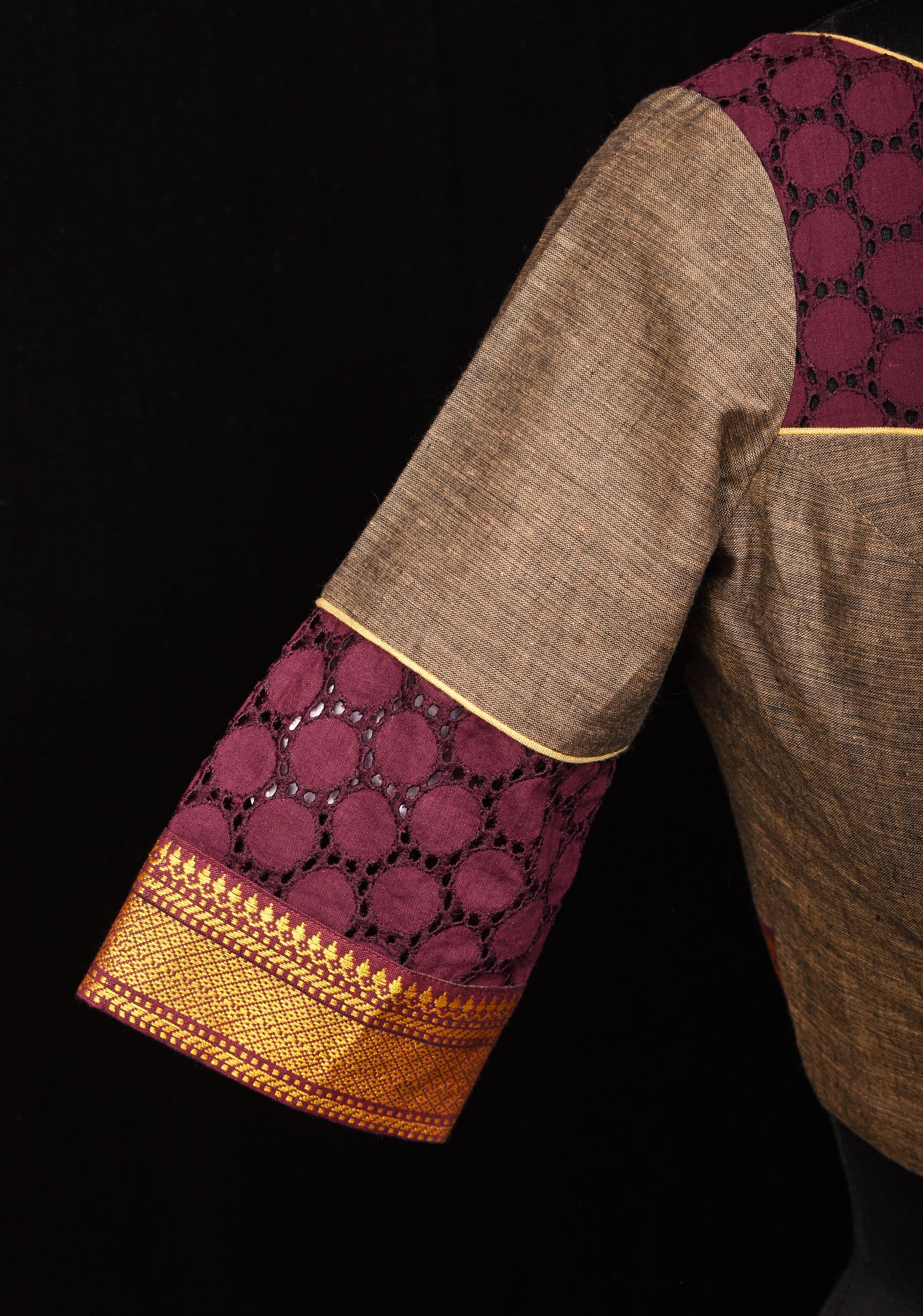 Made To Order: Mangalagiri Cotton and Hokoba yoke Panel blouse | Shobitam