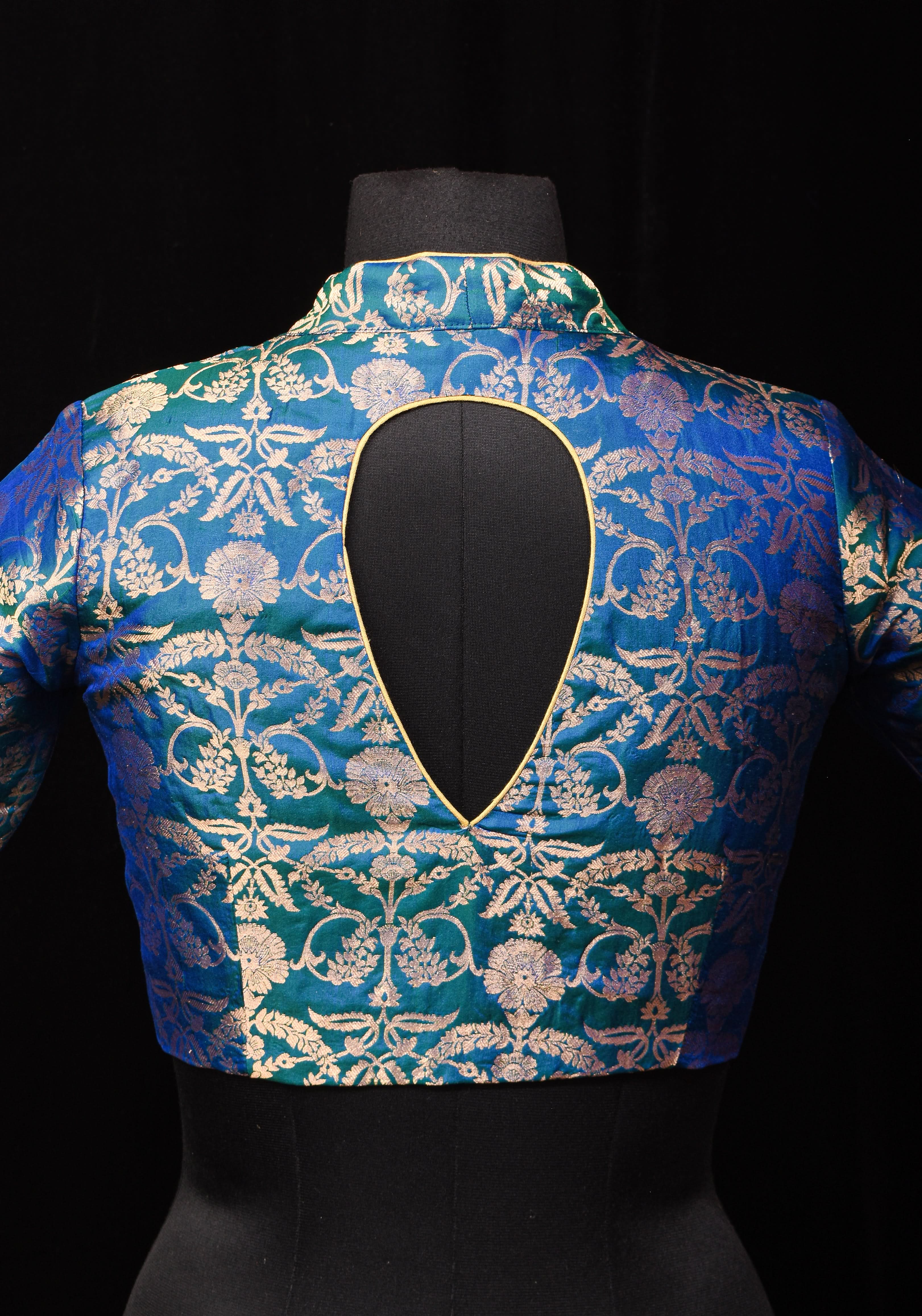 Peacock Blue Green Banarasi Pure Silk Brocade Blouse,customizable, made-to-order | Shobitam