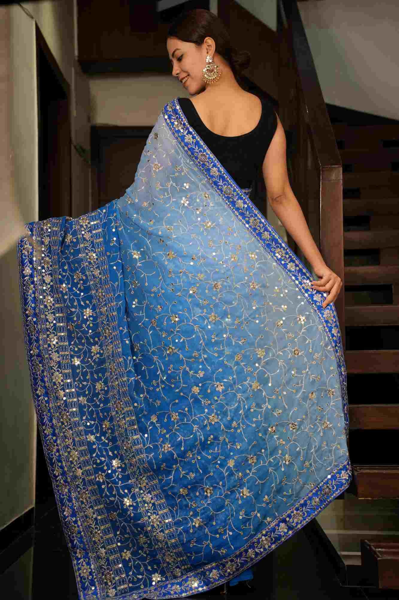 Exquisite Sequin Embellished Ready-to-Wear Saree – A Dazzling Fusion of Elegance and Glamour