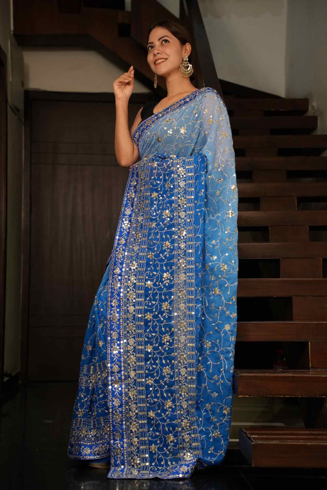 Exquisite Sequin Embellished Ready-to-Wear Saree – A Dazzling Fusion of Elegance and Glamour