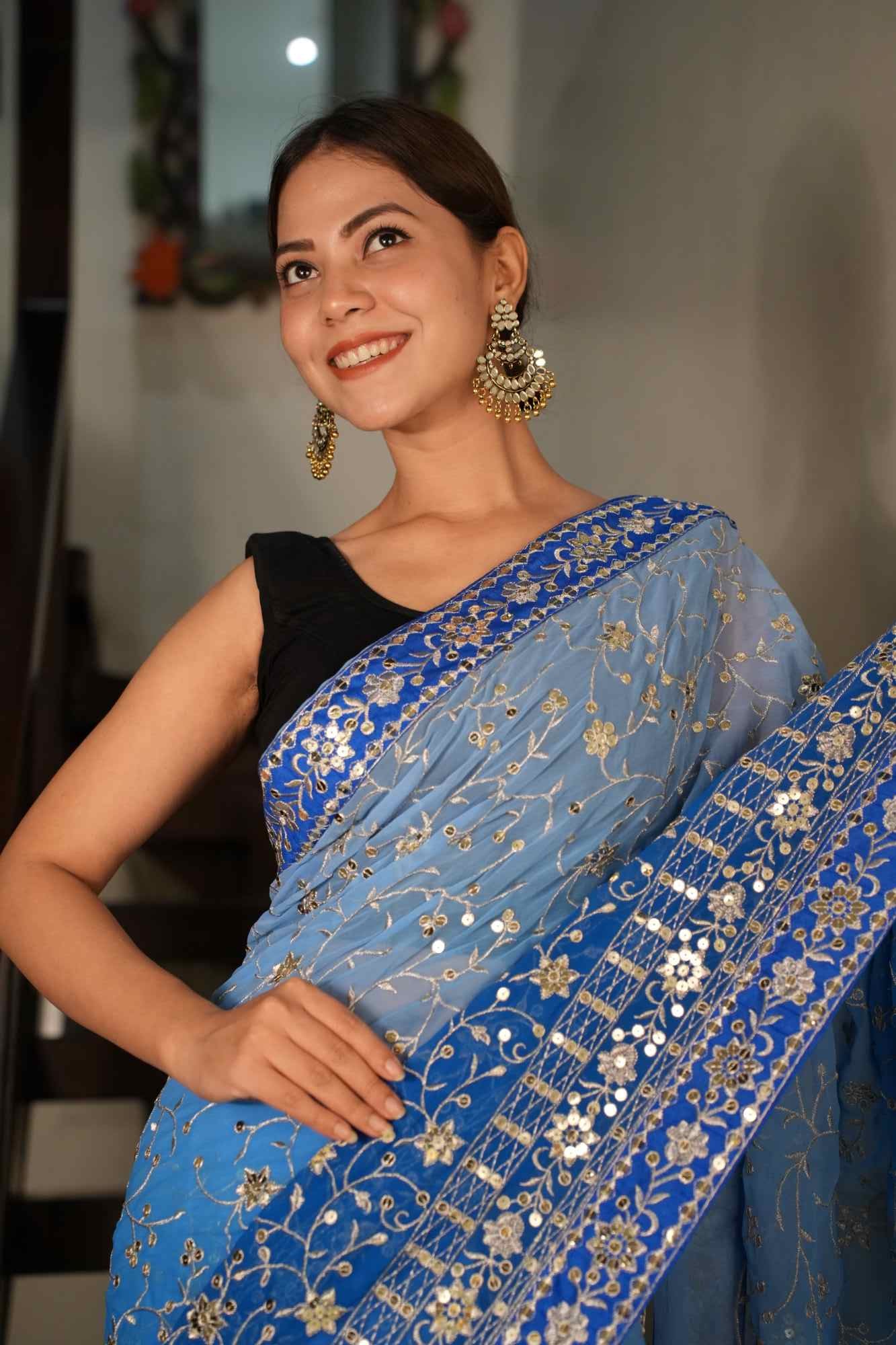 Exquisite Sequin Embellished Ready-to-Wear Saree – A Dazzling Fusion of Elegance and Glamour