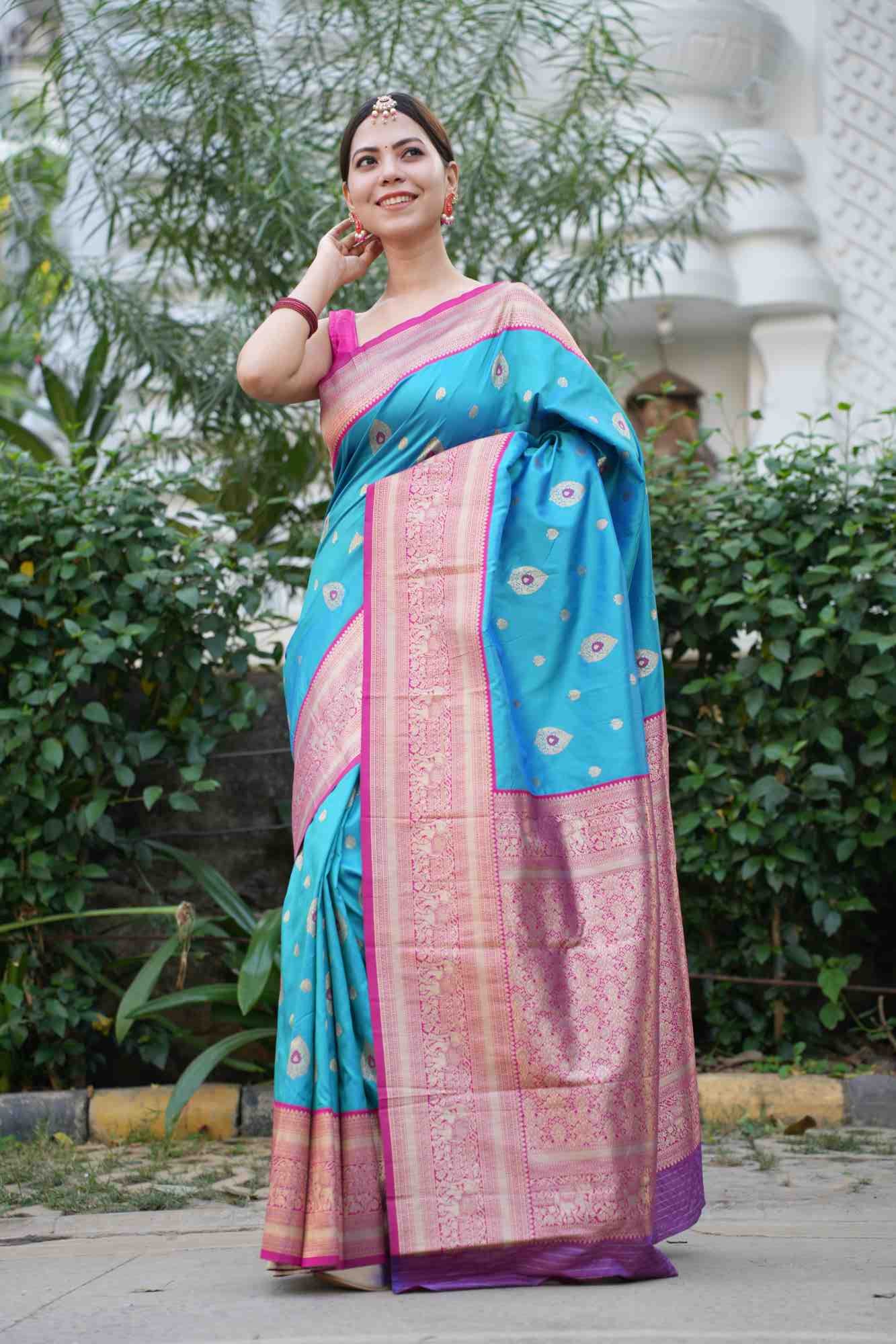 Ready to Wear saree Kanjeevaram Inspired With Butte Zari Work  & Designer Woven Border Wrap In 1 Minute