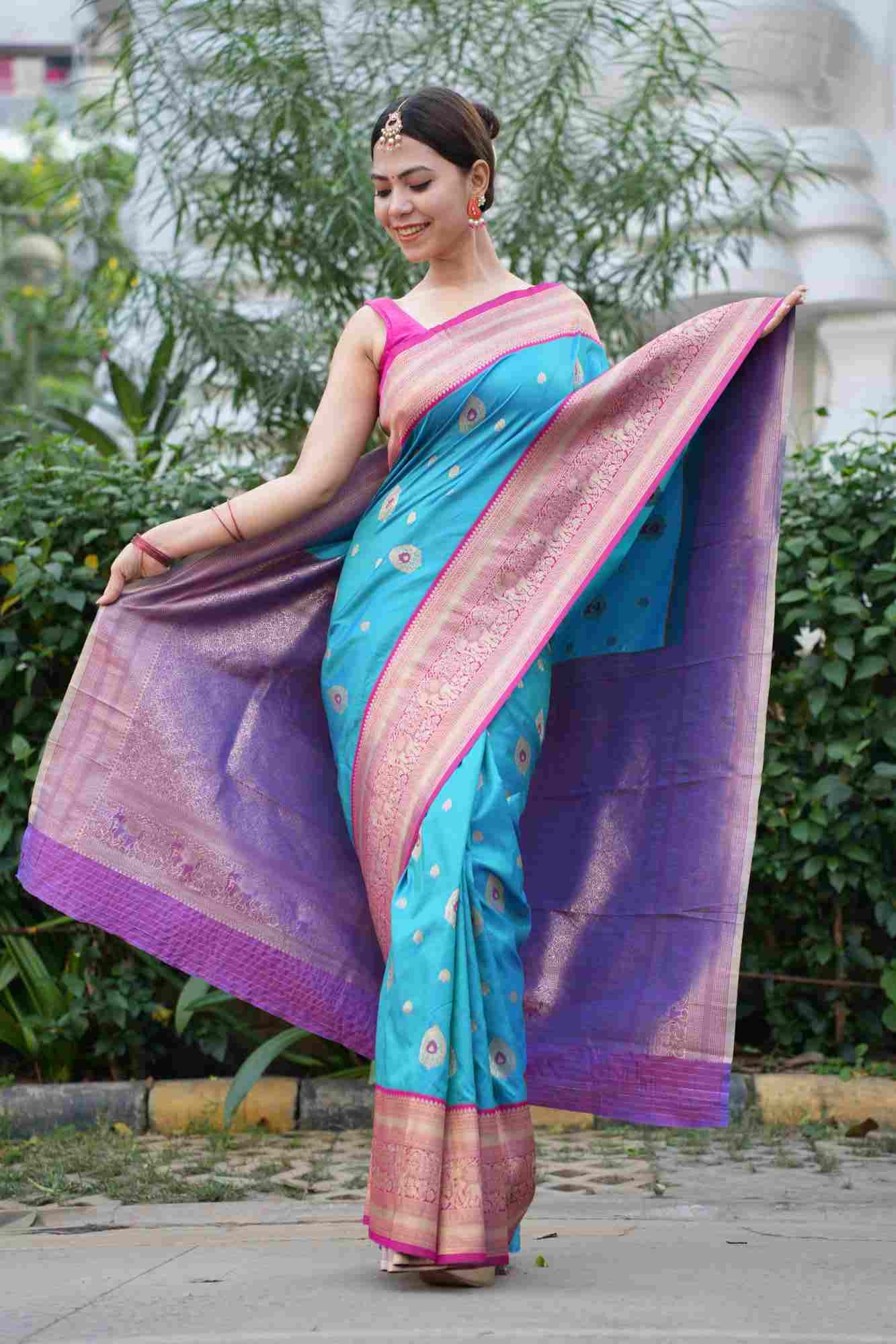 Ready to Wear saree Kanjeevaram Inspired With Butte Zari Work  & Designer Woven Border Wrap In 1 Minute