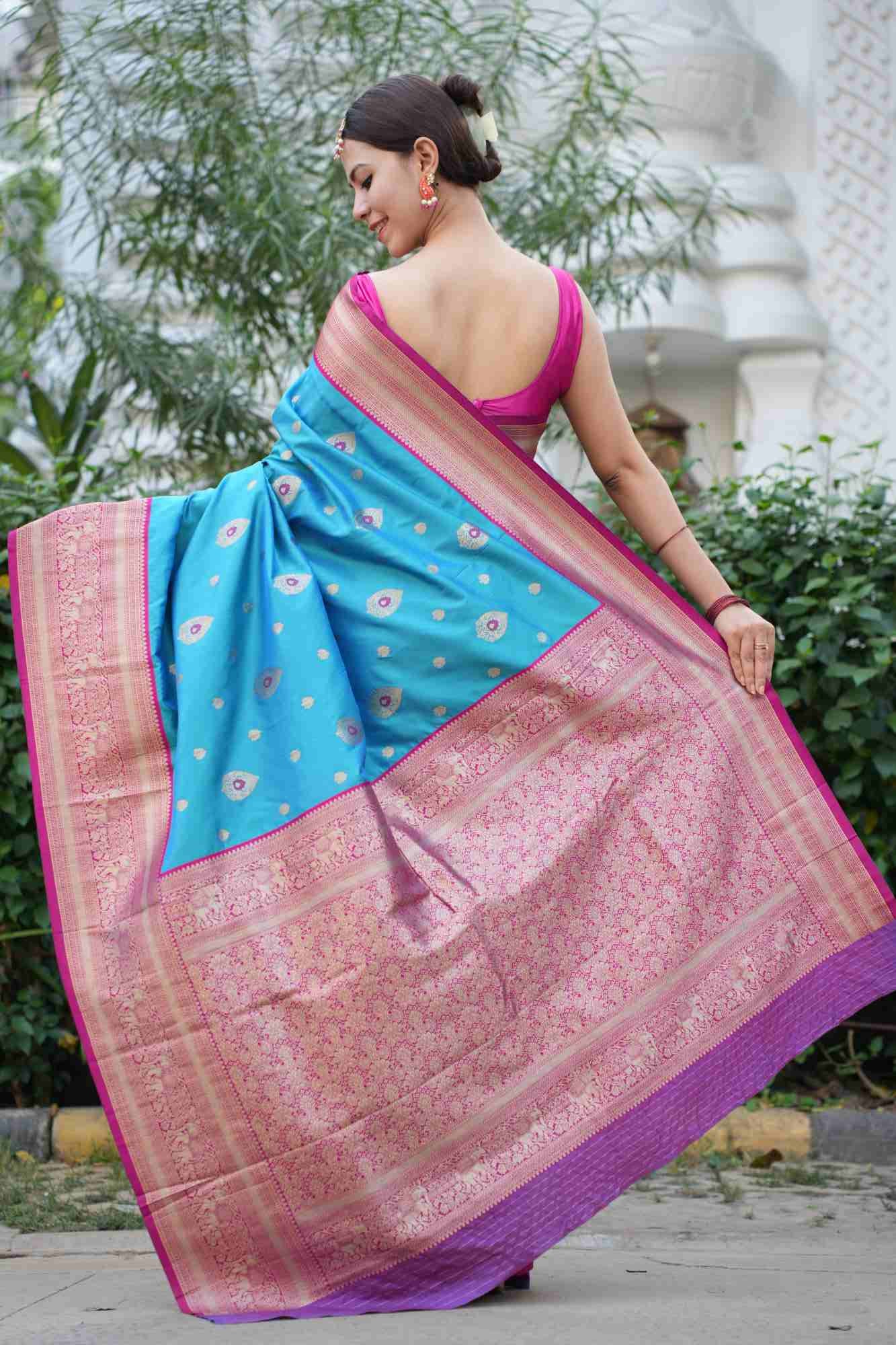 Ready to Wear saree Kanjeevaram Inspired With Butte Zari Work  & Designer Woven Border Wrap In 1 Minute