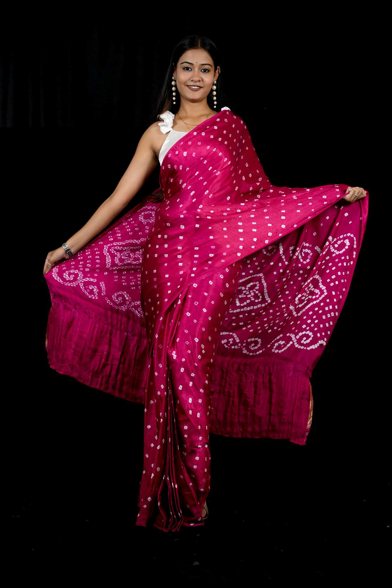 Beautiful Gaji Silk Gharchola Bandhani Ready To Wear Saree