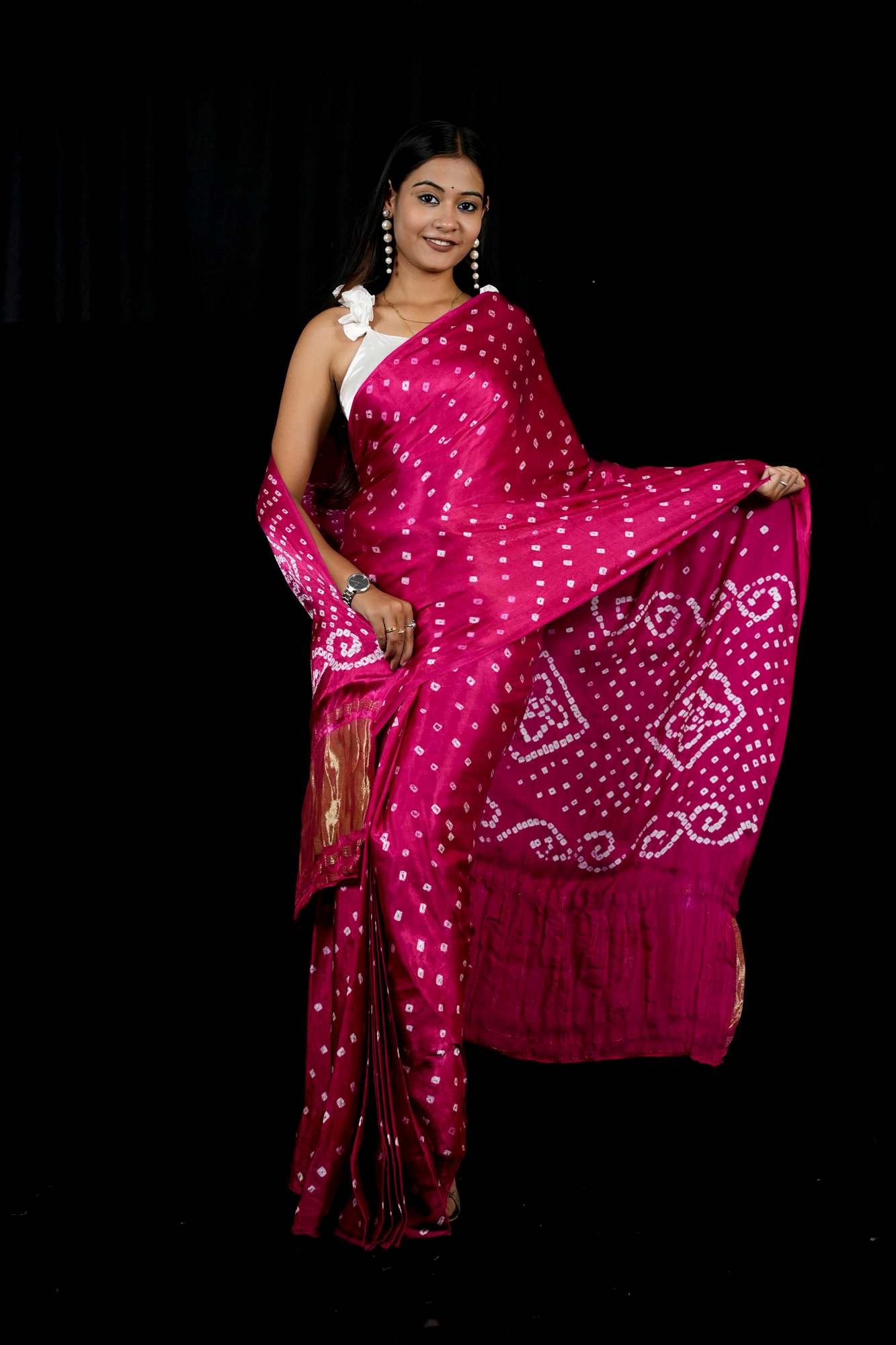 Beautiful Gaji Silk Gharchola Bandhani Ready To Wear Saree