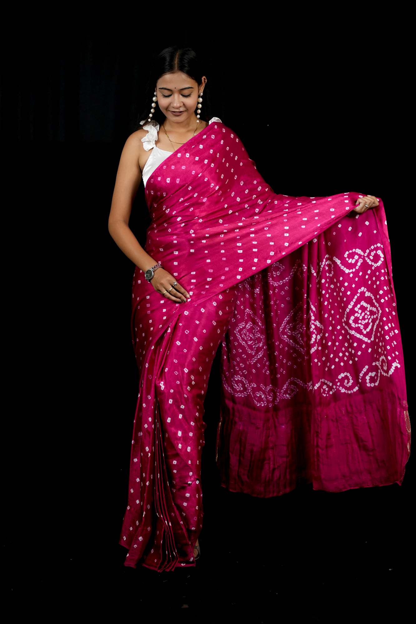 Beautiful Gaji Silk Gharchola Bandhani Ready To Wear Saree