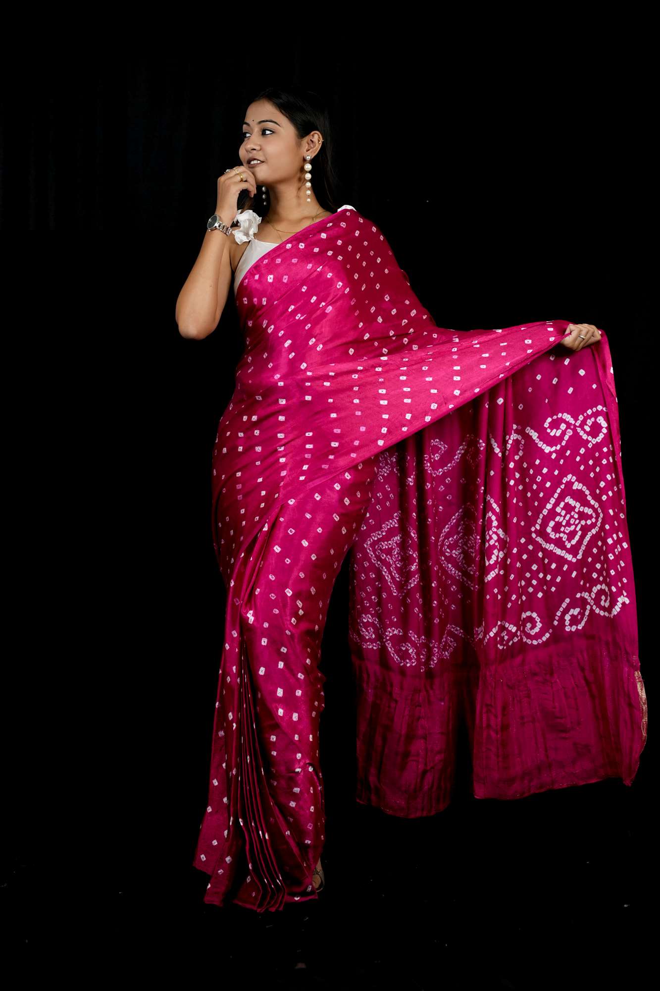 Beautiful Gaji Silk Gharchola Bandhani Ready To Wear Saree