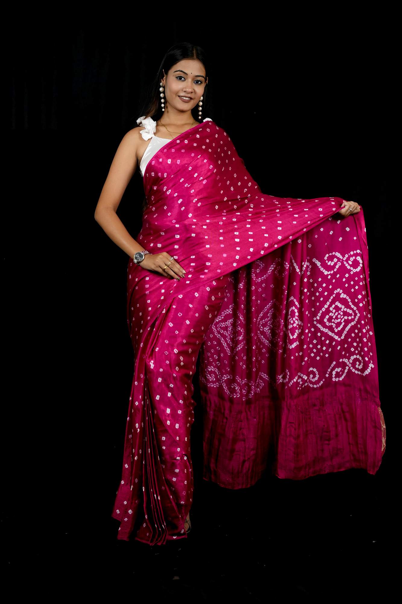 Beautiful Gaji Silk Gharchola Bandhani Ready To Wear Saree