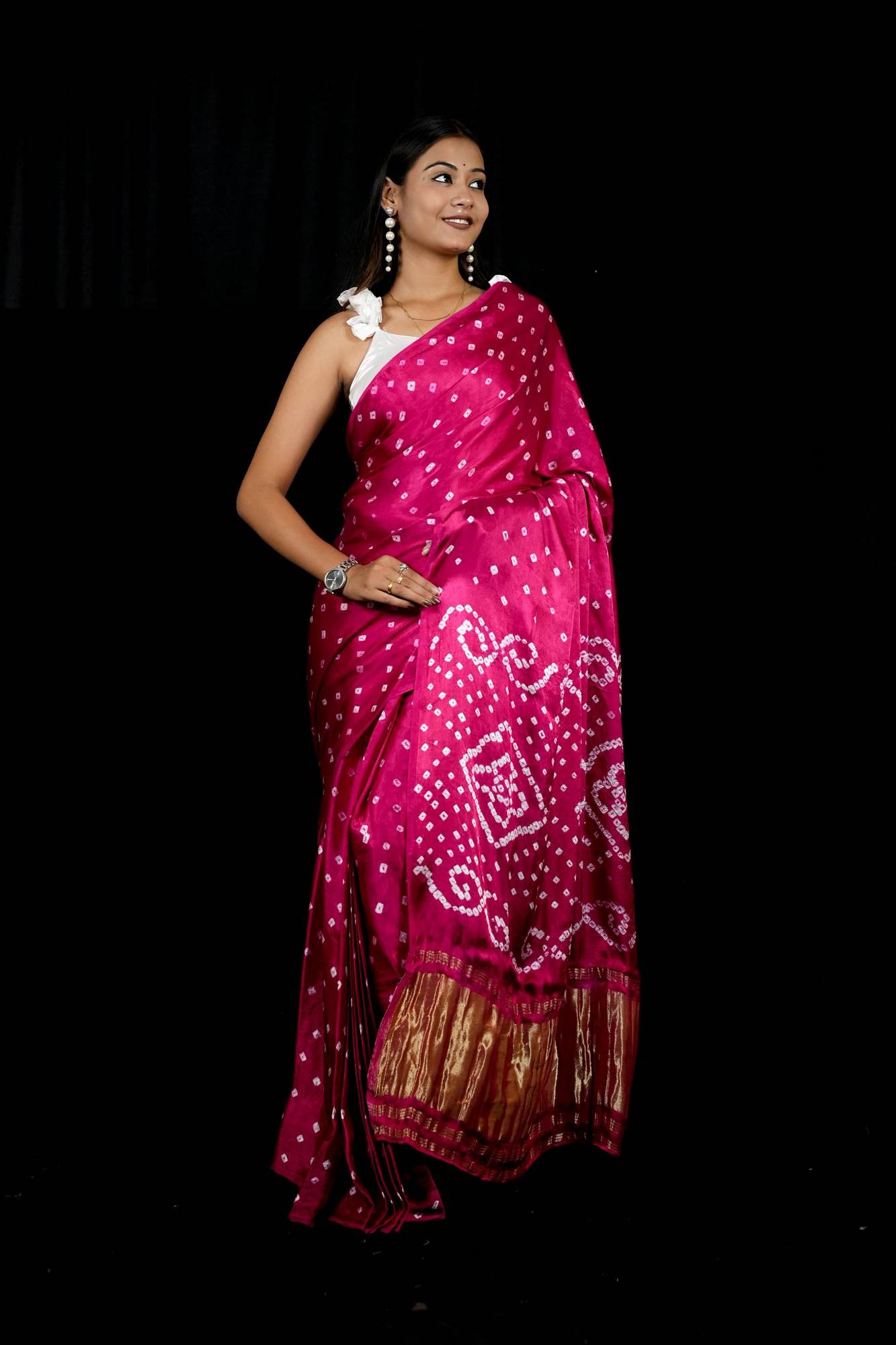 Beautiful Gaji Silk Gharchola Bandhani Ready To Wear Saree