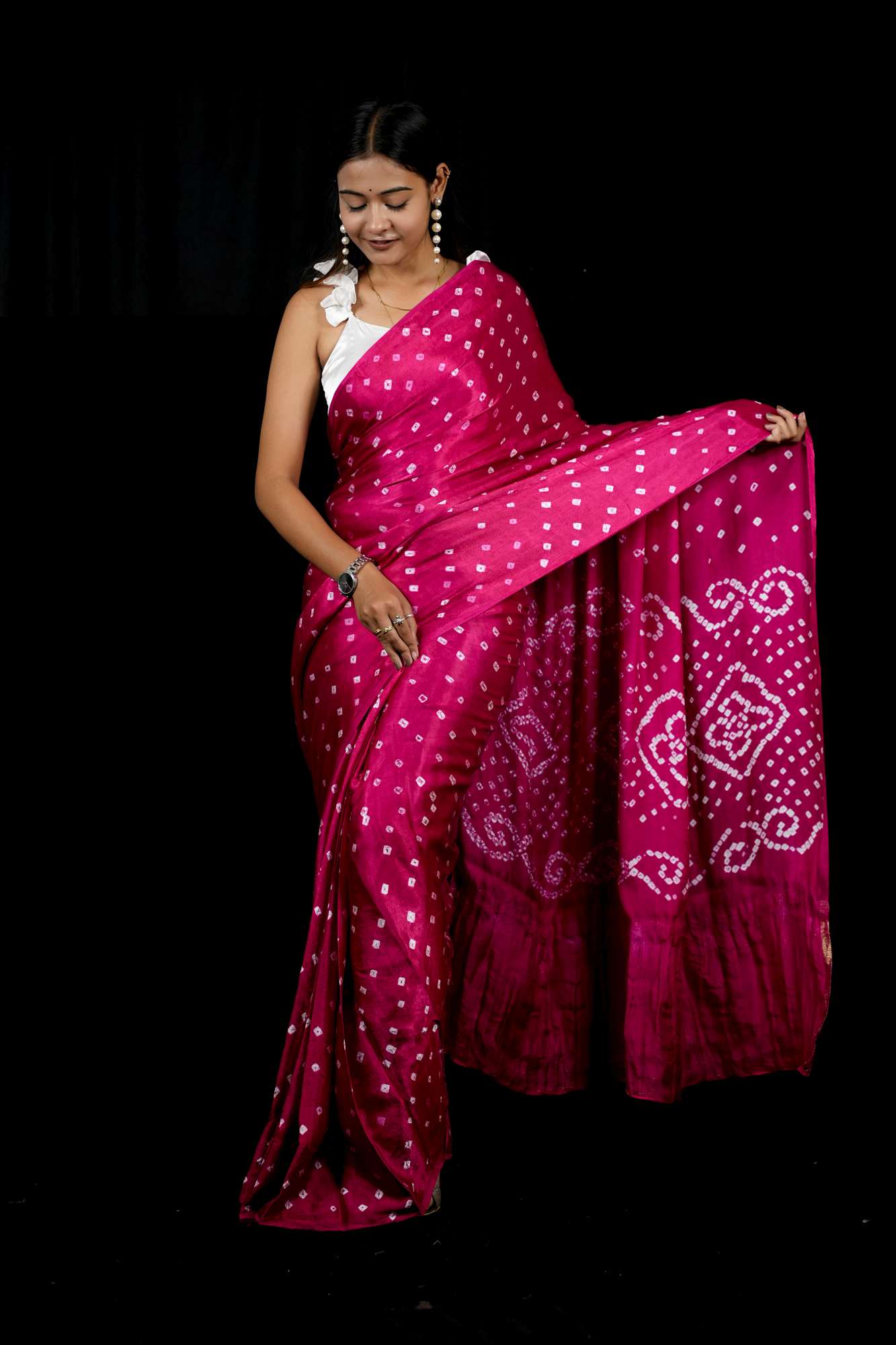 Beautiful Gaji Silk Gharchola Bandhani Ready To Wear Saree