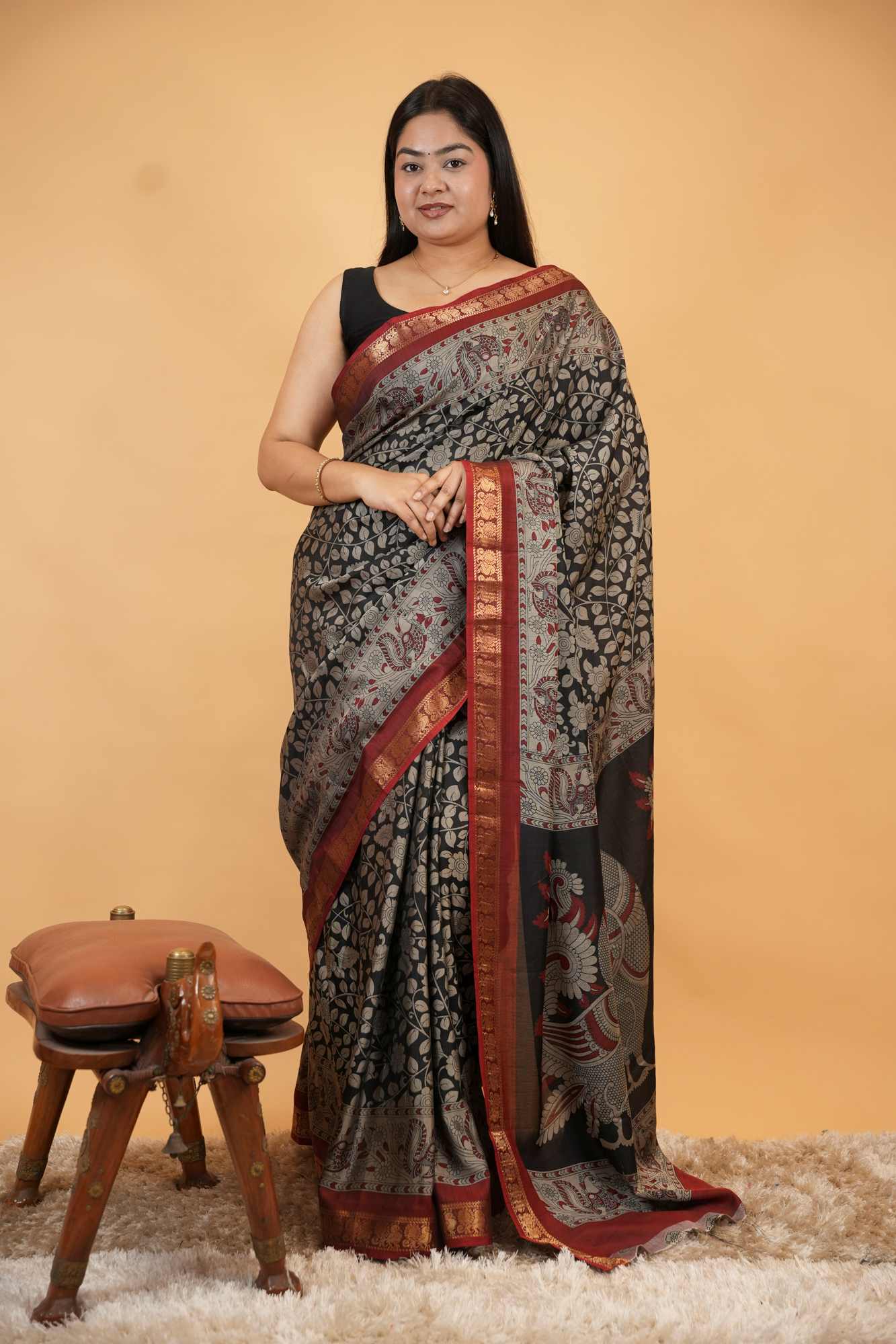 Traditional Heritage Woven Printed Saree with Rich Border Design Ready To Wear Saree