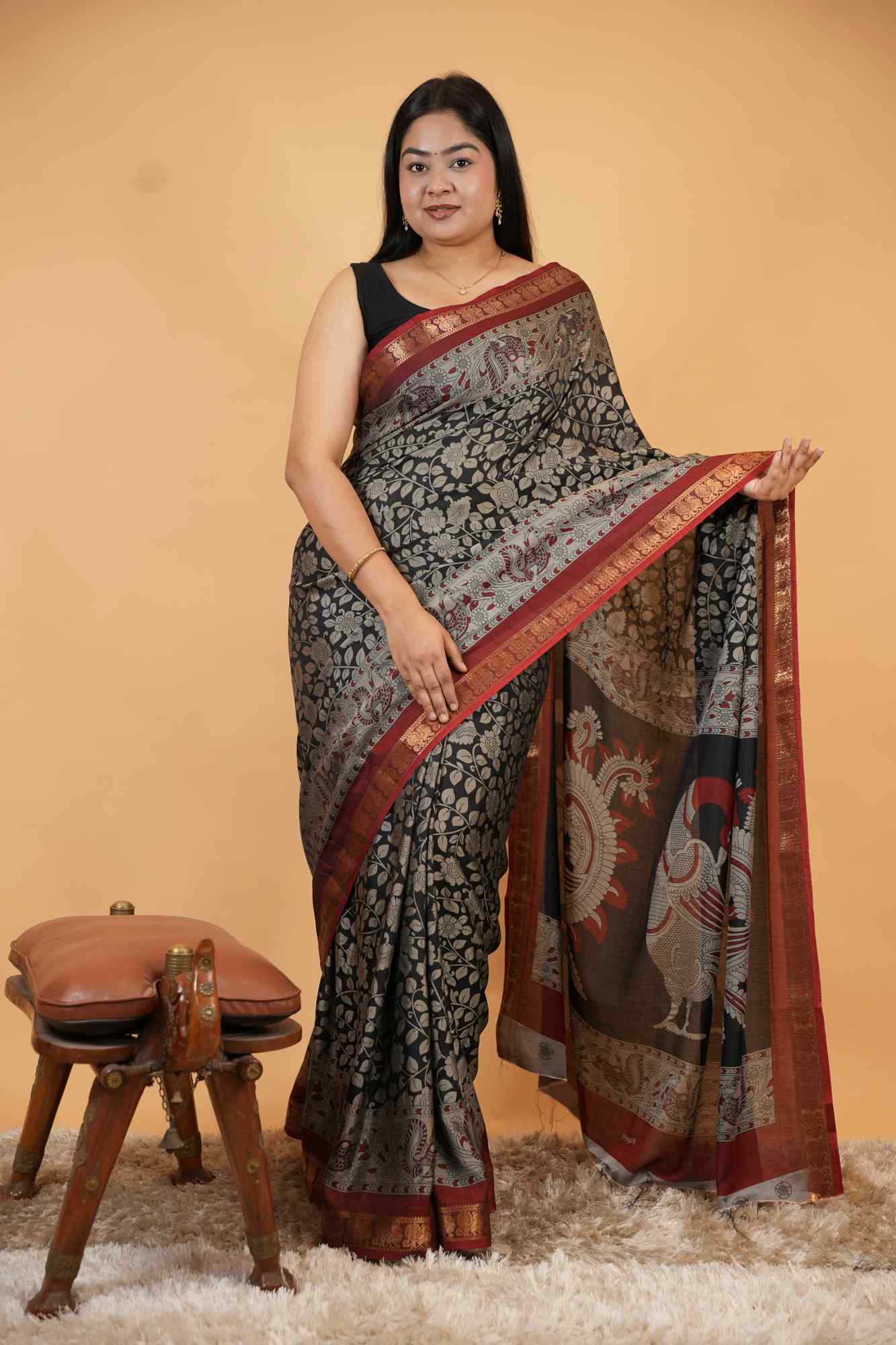 Traditional Heritage Woven Printed Saree with Rich Border Design Ready To Wear Saree