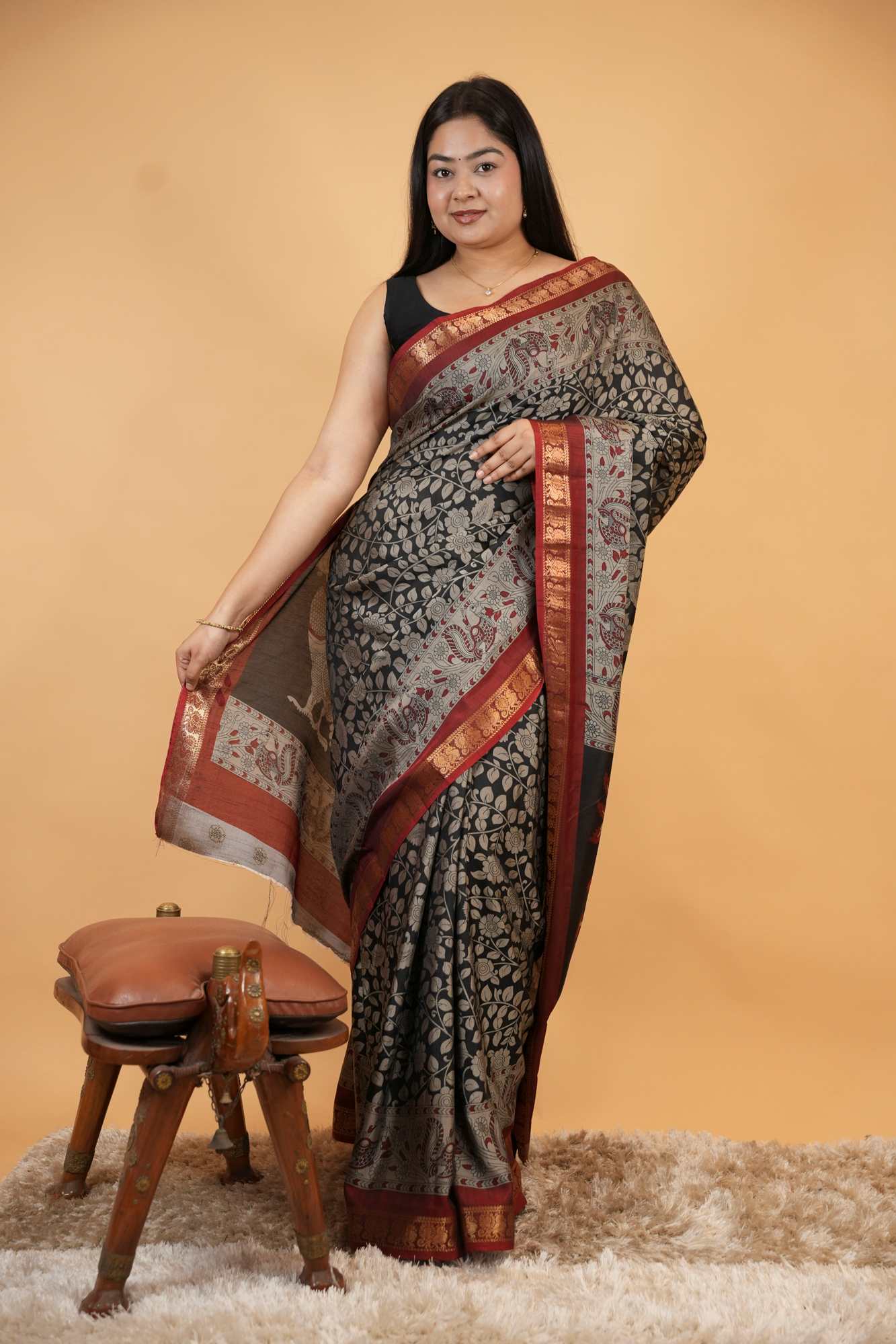 Traditional Heritage Woven Printed Saree with Rich Border Design Ready To Wear Saree