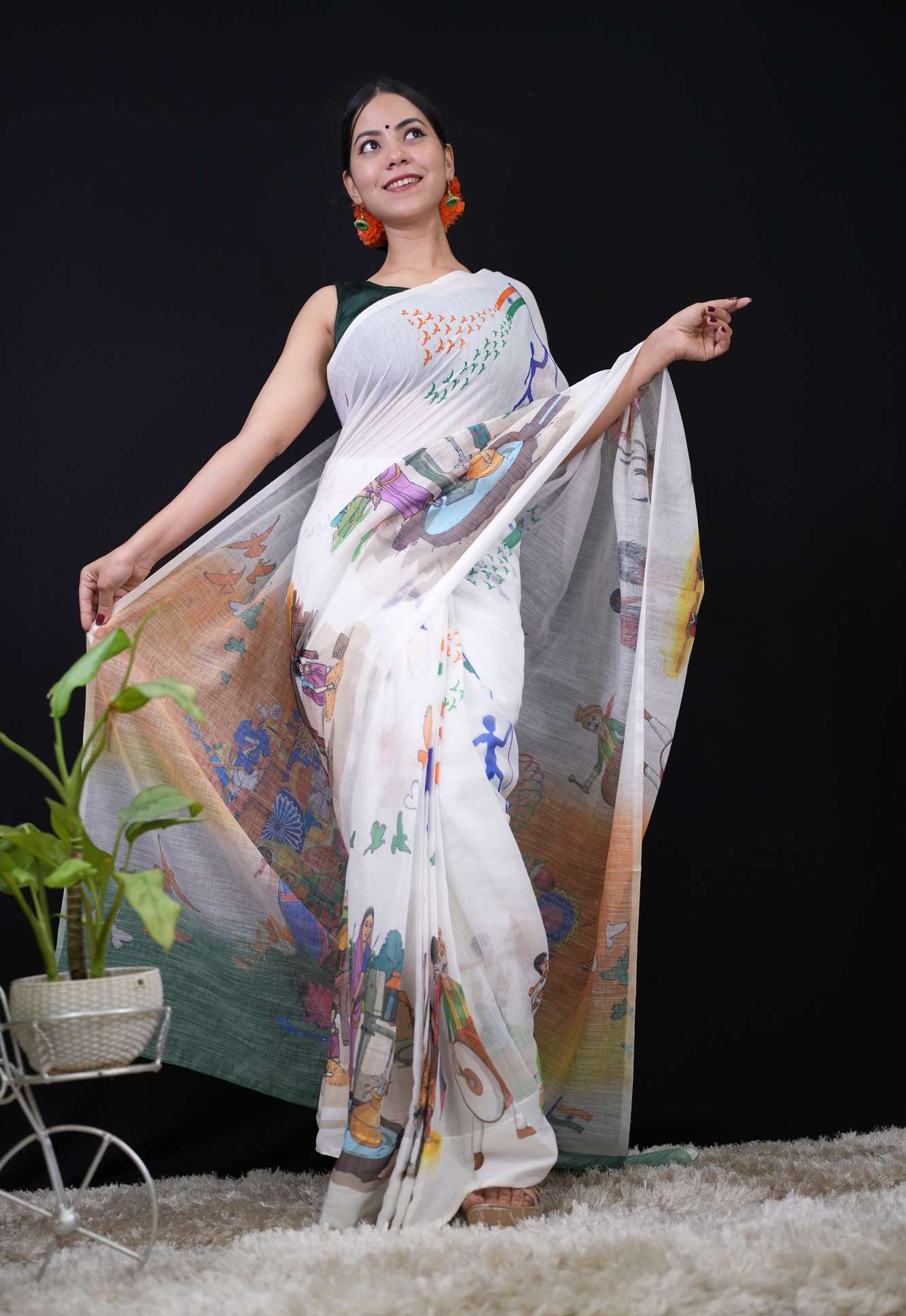 Ready to wear Independence Day Saree  Print  With Tiranga Print Wrap in 1 minute saree