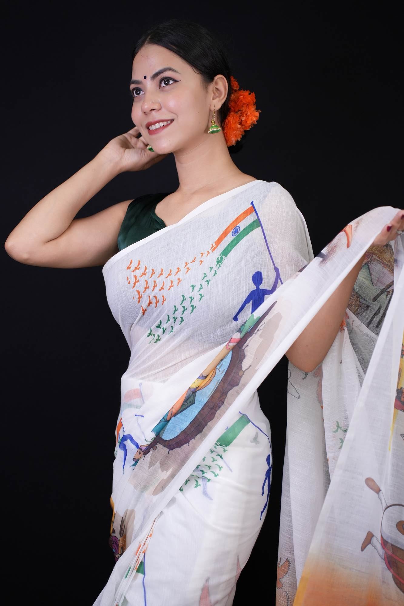 Ready to wear Independence Day Saree  Print  With Tiranga Print Wrap in 1 minute saree