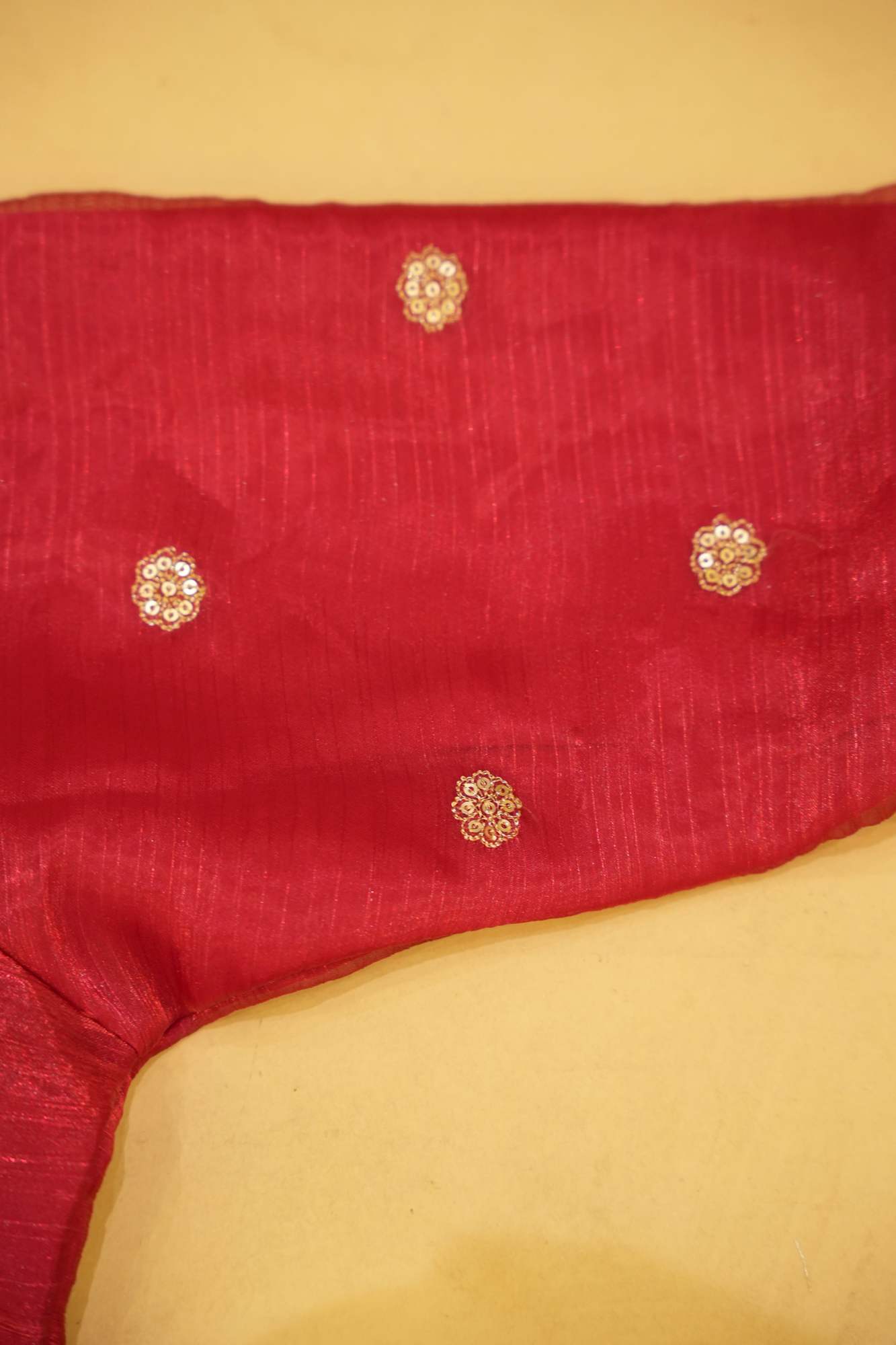 TISSUE SILVER EMBROIDERY WITH V NECK AND PEDDAD BLOUSE