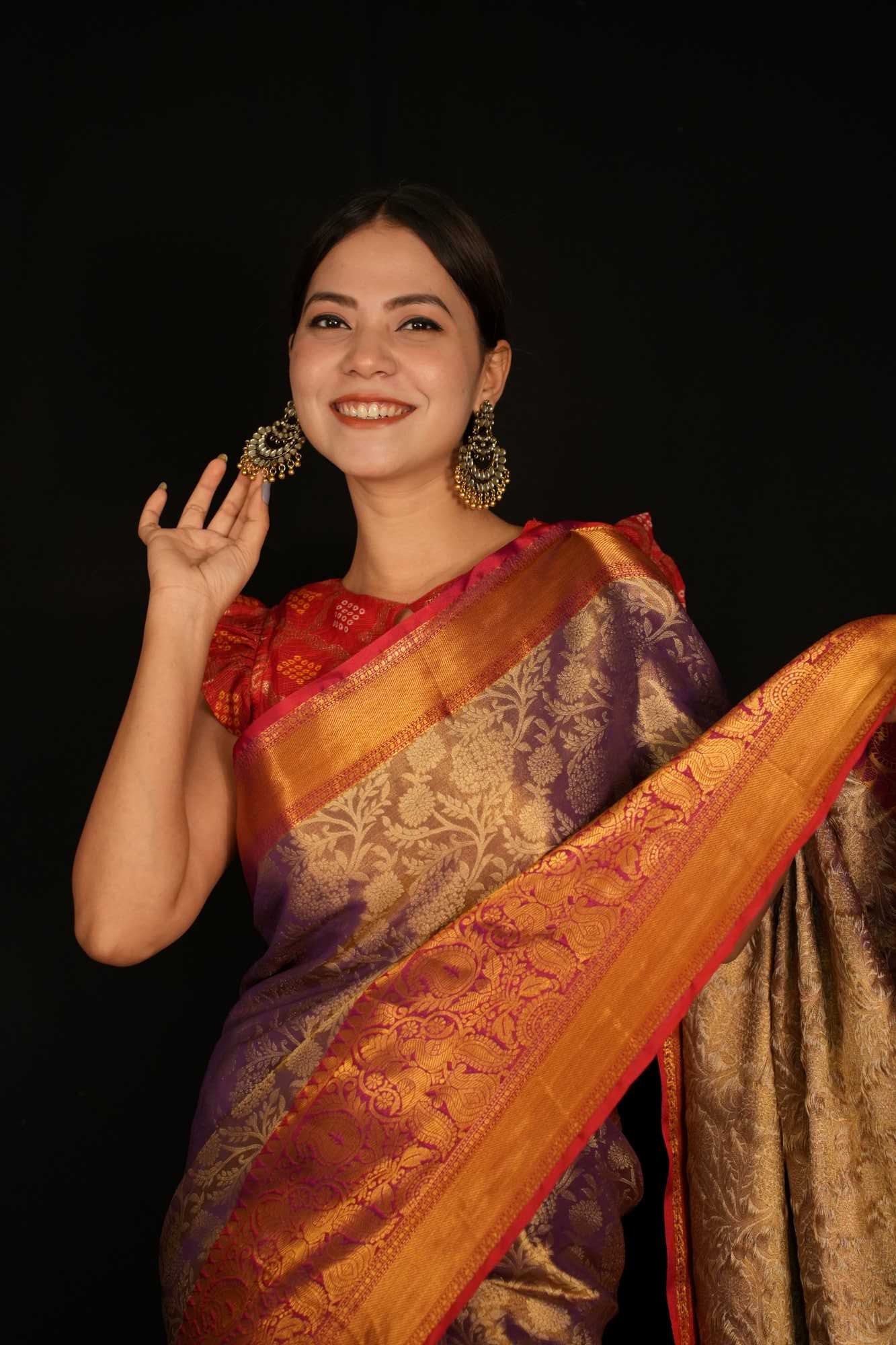 Exquisite Pattu Border Kanchipuram Inspired Art Silk Ready-to-Wear Saree with Ornate Palla – Luxury Elegance for Timeless Celebrations