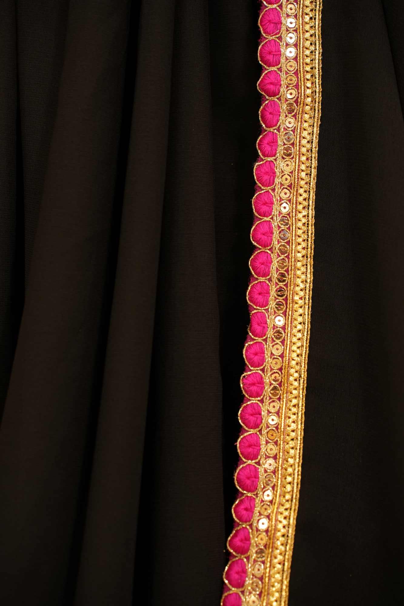 Simple Yet Elegant  Georgette Ready to Wear Saree with Golden & Pink Zari Lace – Timeless Grace