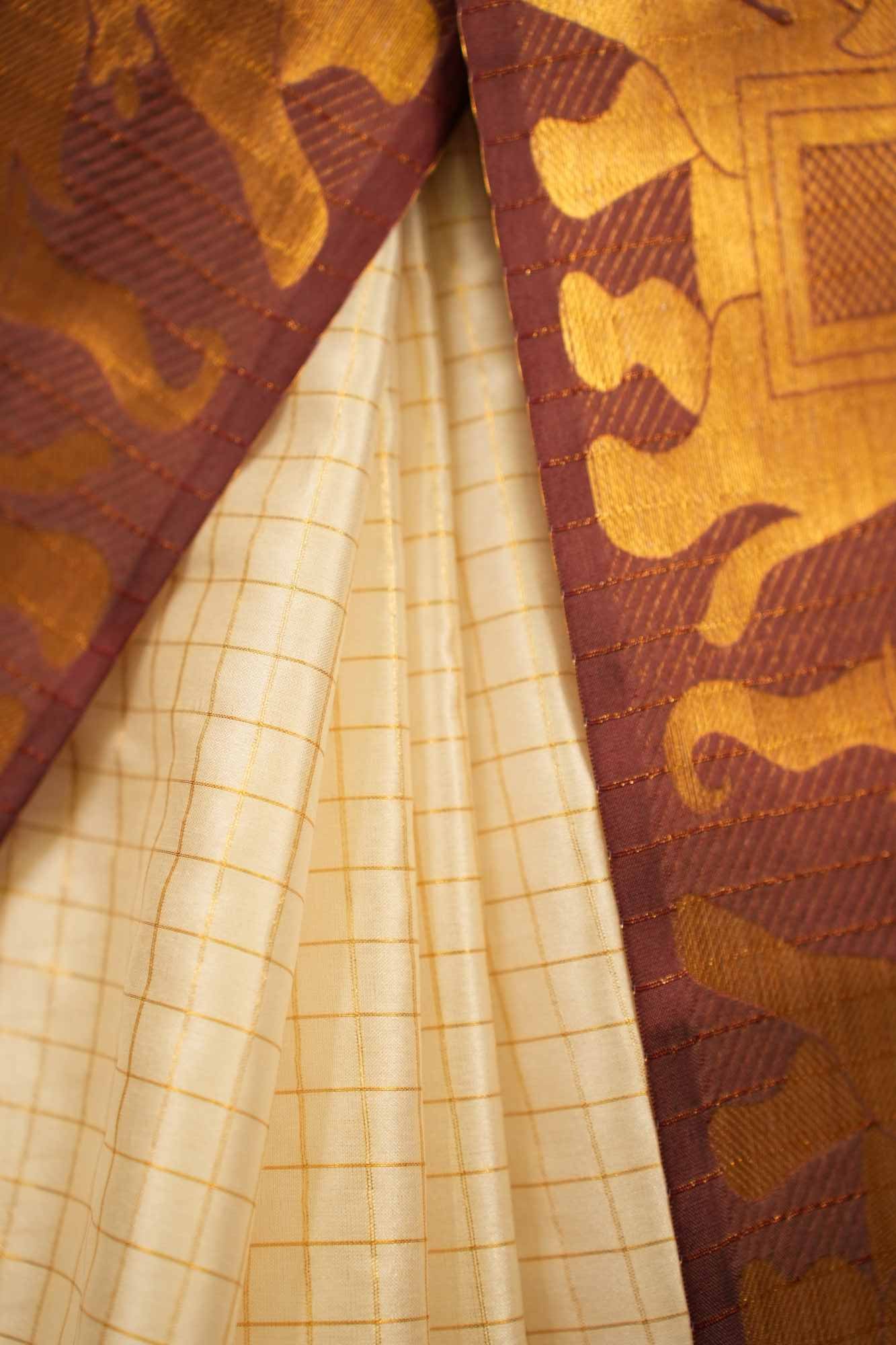 Rashmika inspired Elephant Motif Zari Border Wrap in 1 minute Saree